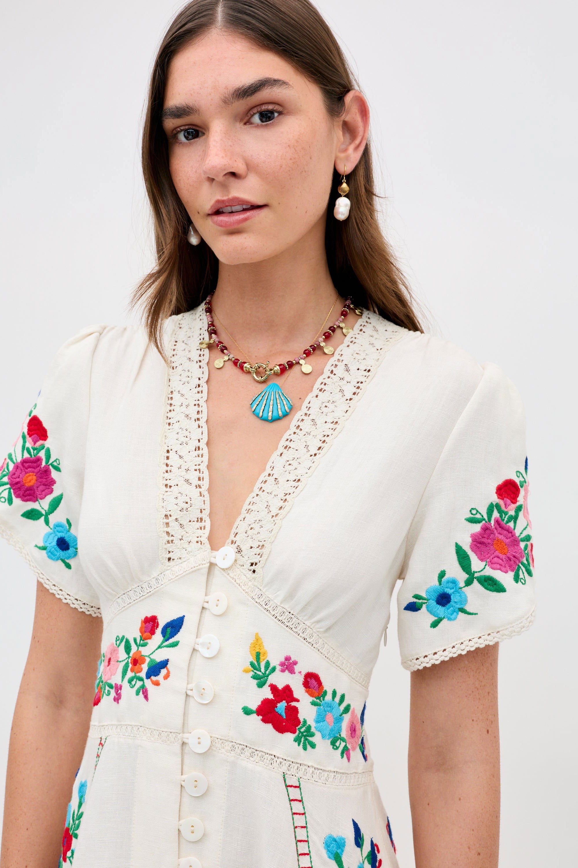 Rixo Novara Embroidered Midi Dress