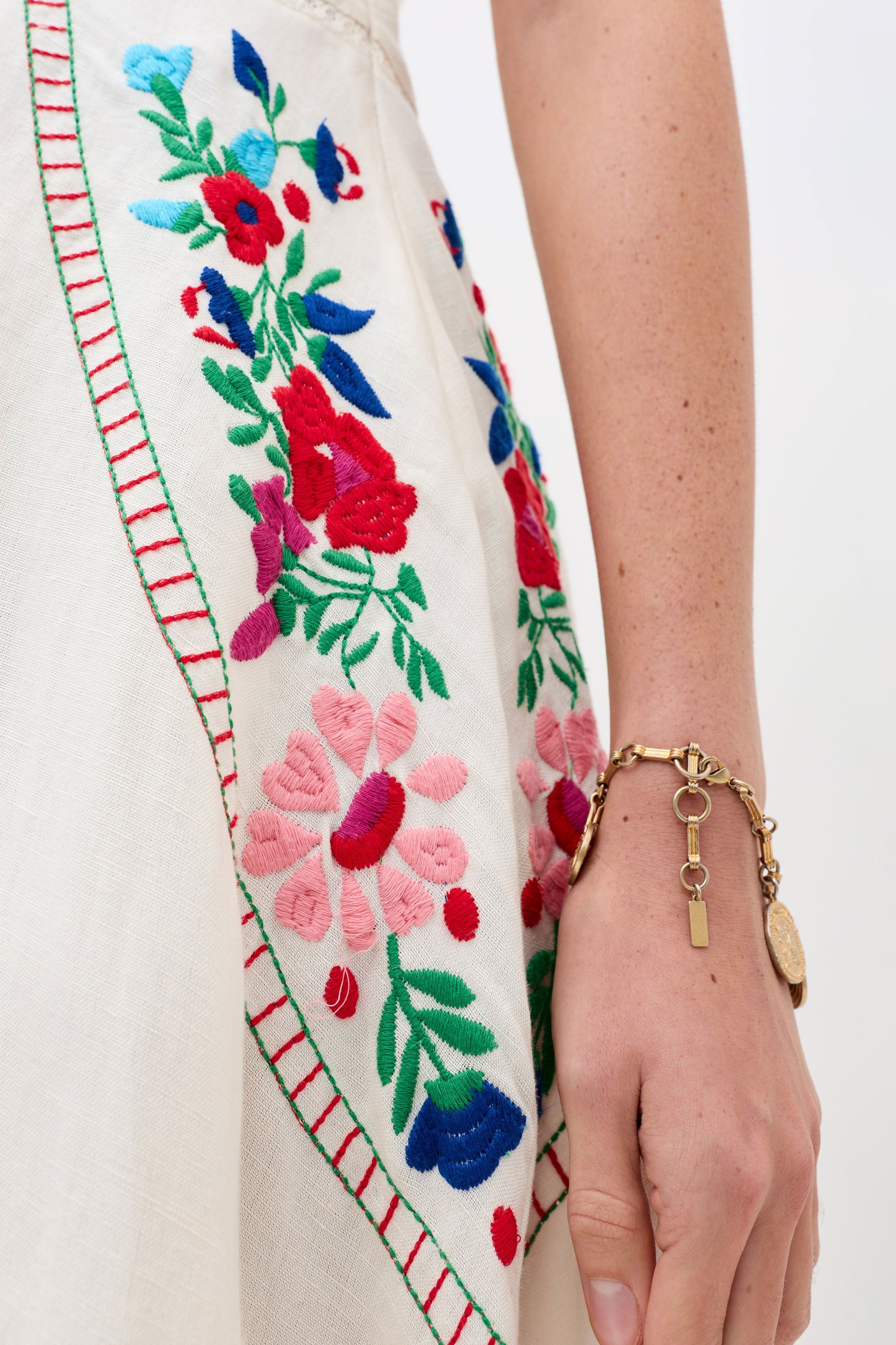 Rixo Novara Embroidered Midi Dress