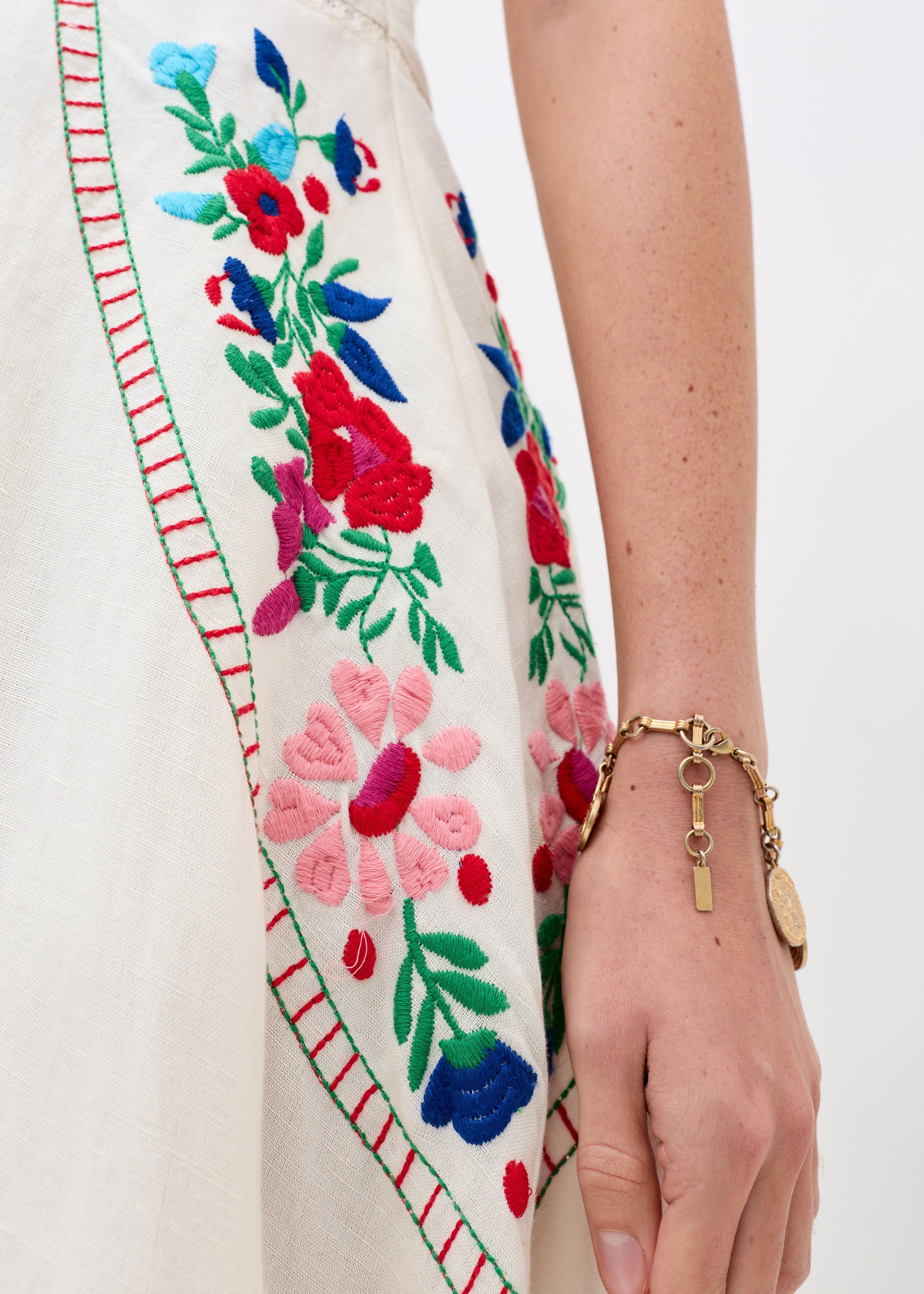 Rixo Novara Embroidered Midi Dress