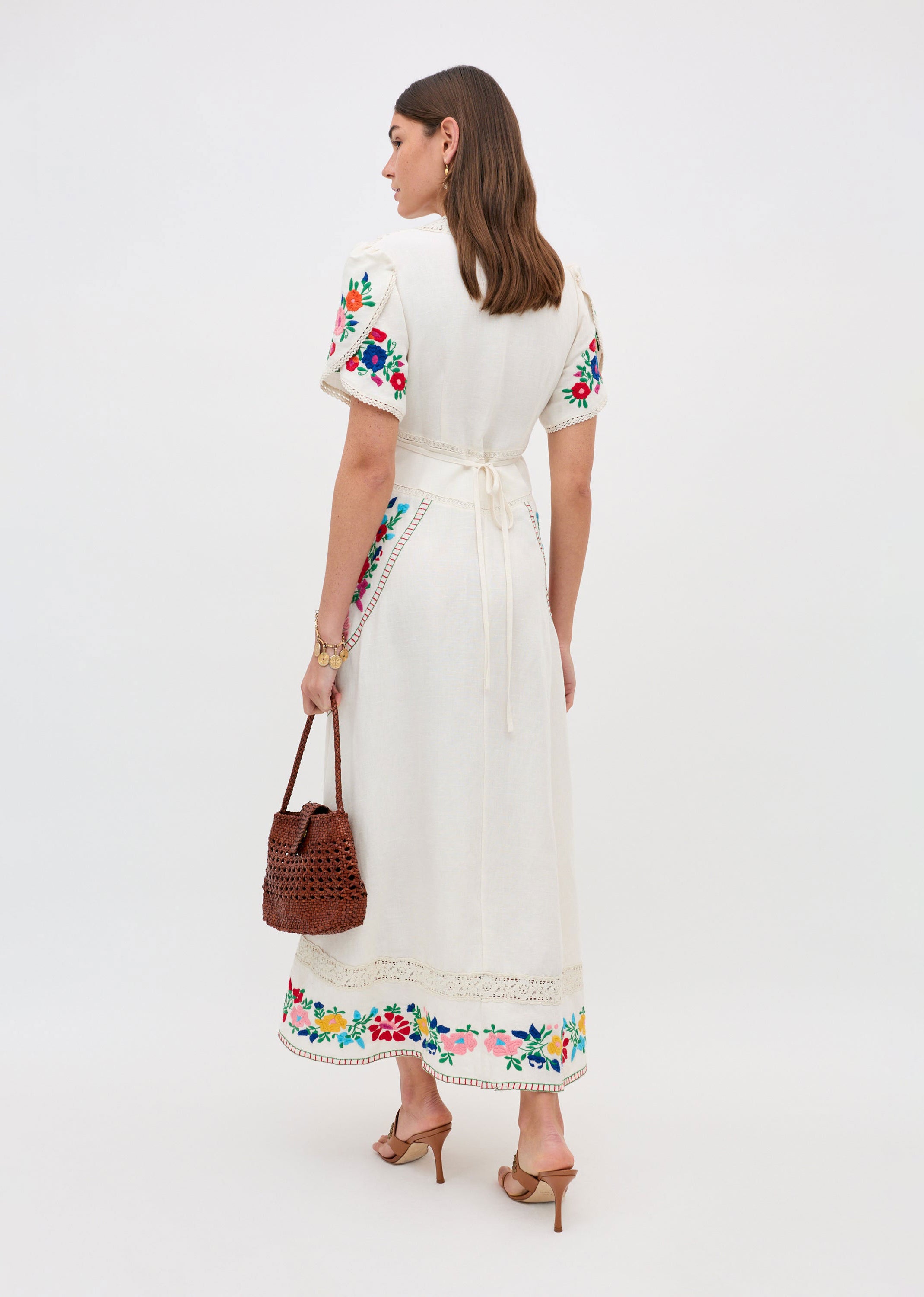 Rixo Novara Embroidered Midi Dress