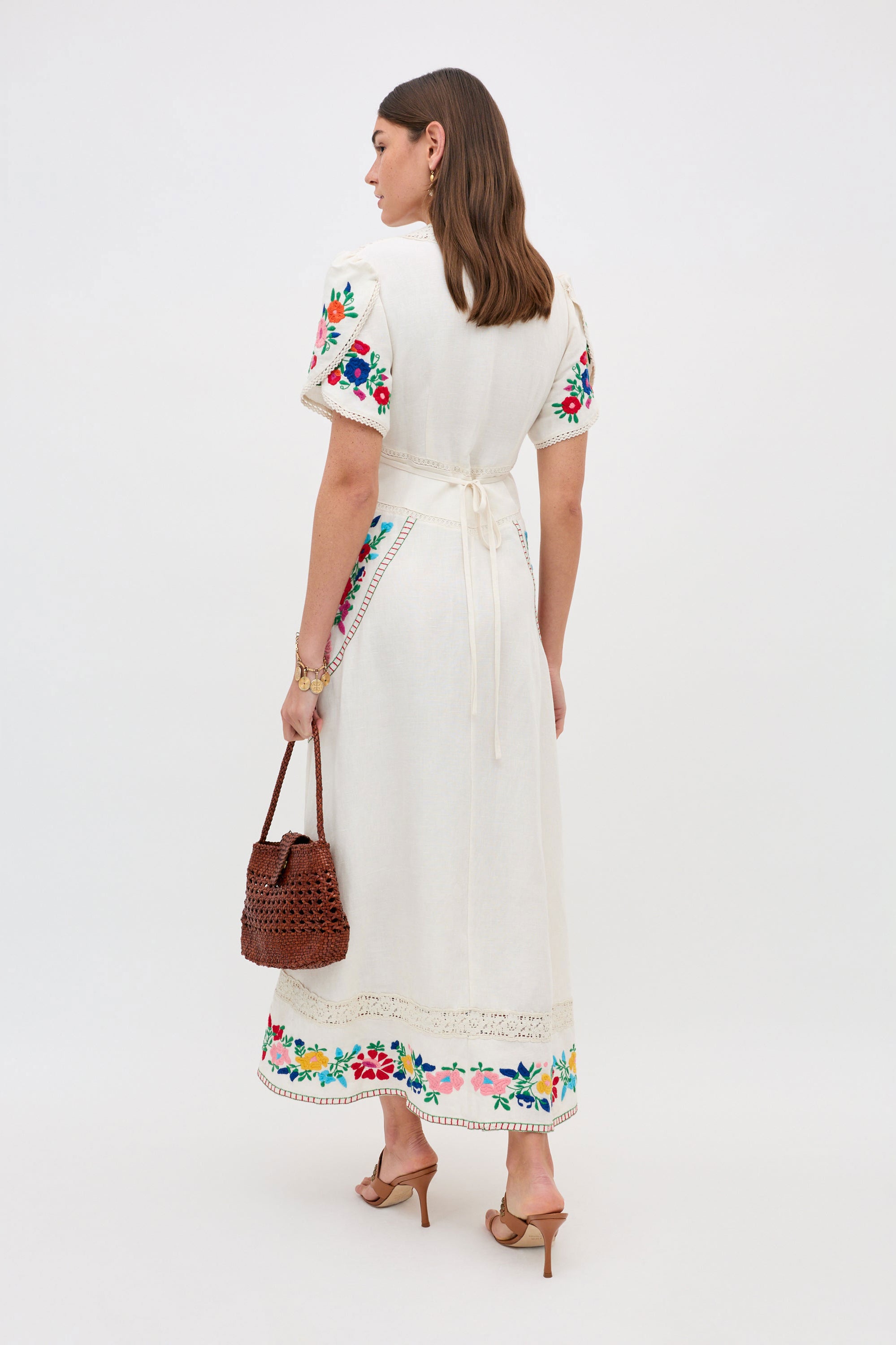 Rixo Novara Embroidered Midi Dress