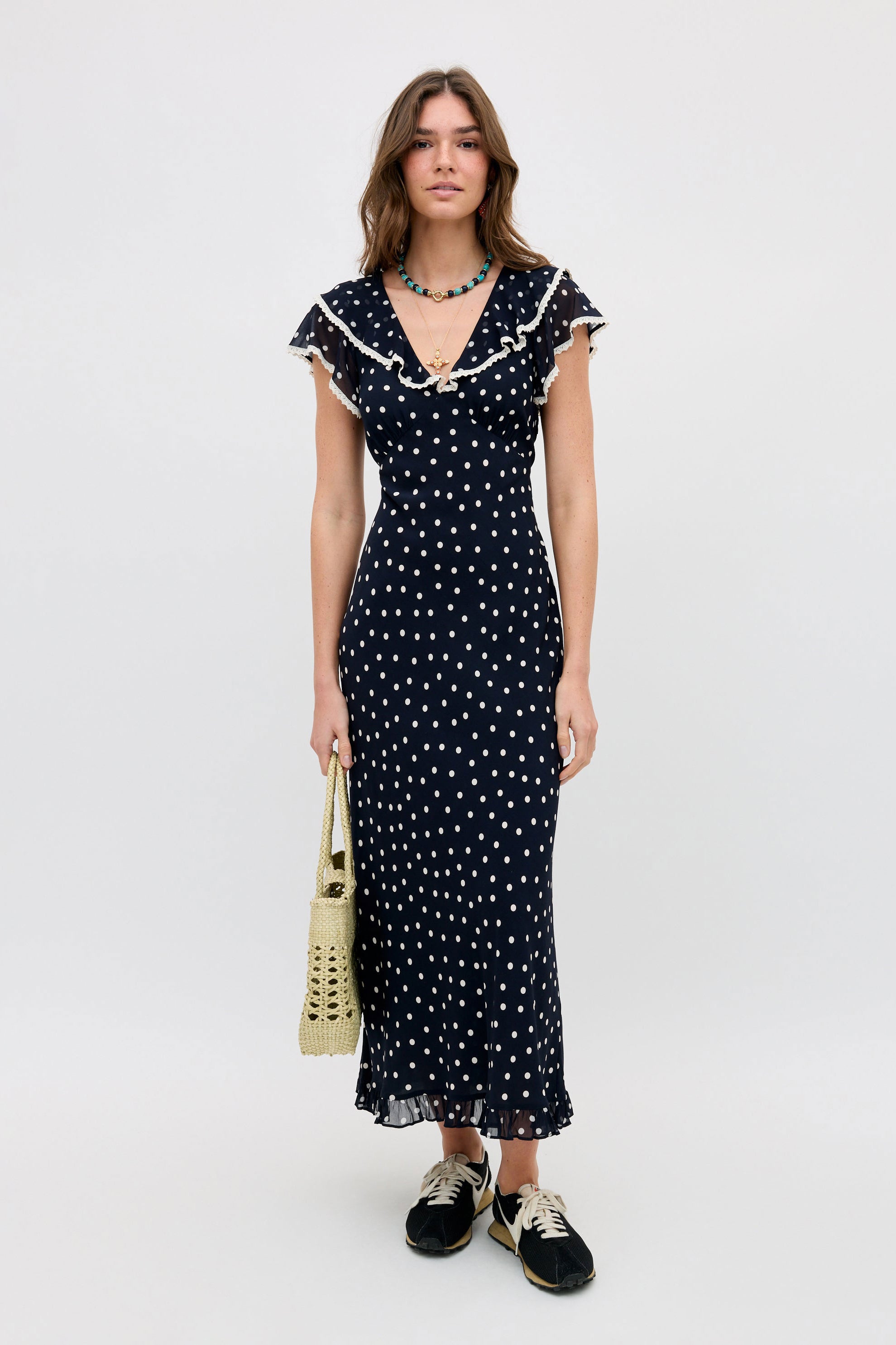 Rixo Bethea Midi Dress - Layla Dot Navy