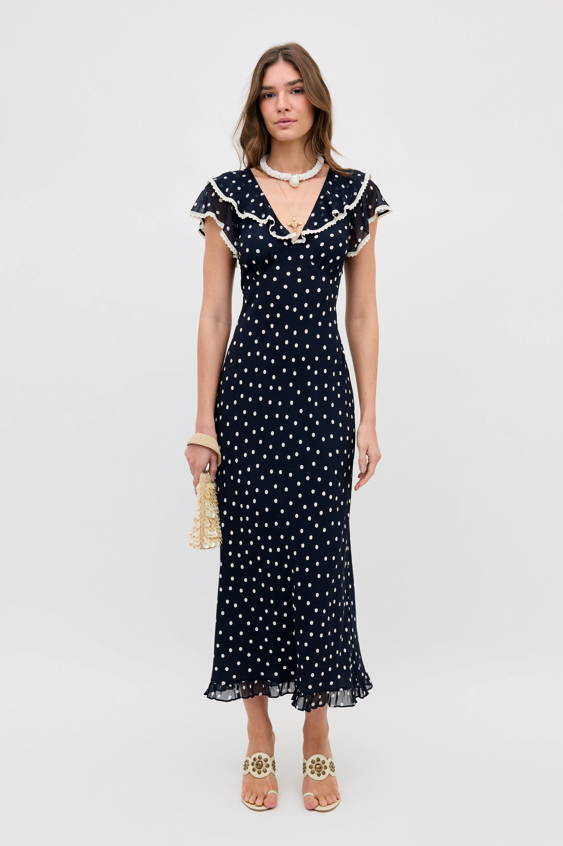 Rixo Bethea Midi Dress - Layla Dot Navy