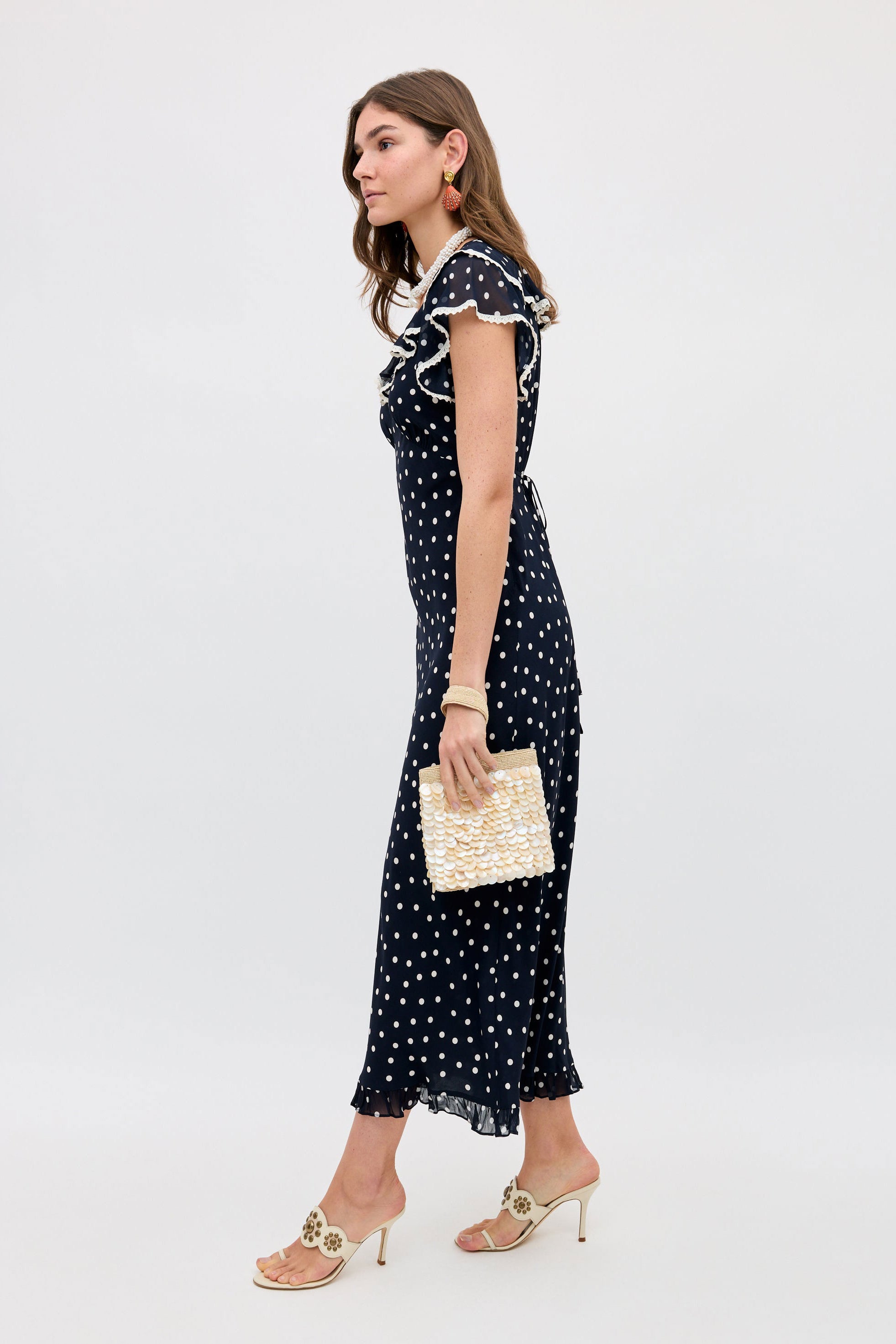Rixo Bethea Midi Dress - Layla Dot Navy
