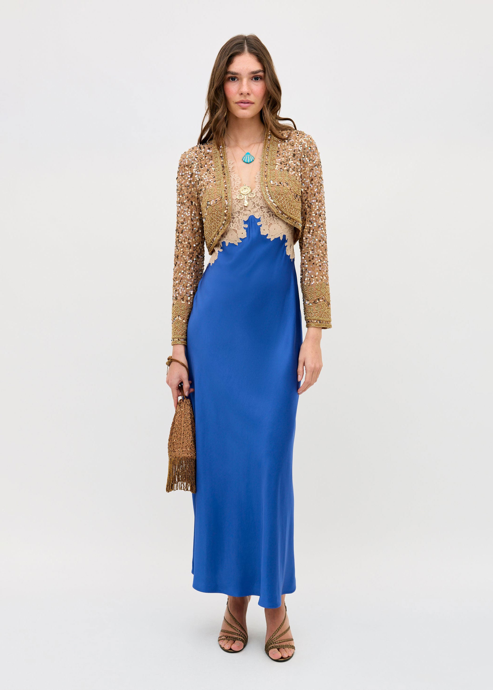 Rixo Lysandra Satin Midi Dress - Iris Blue