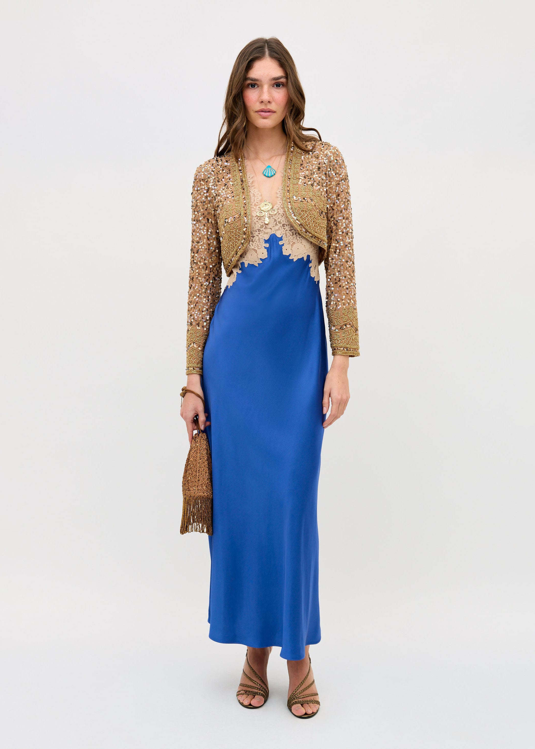 Rixo Lysandra Satin Midi Dress - Iris Blue