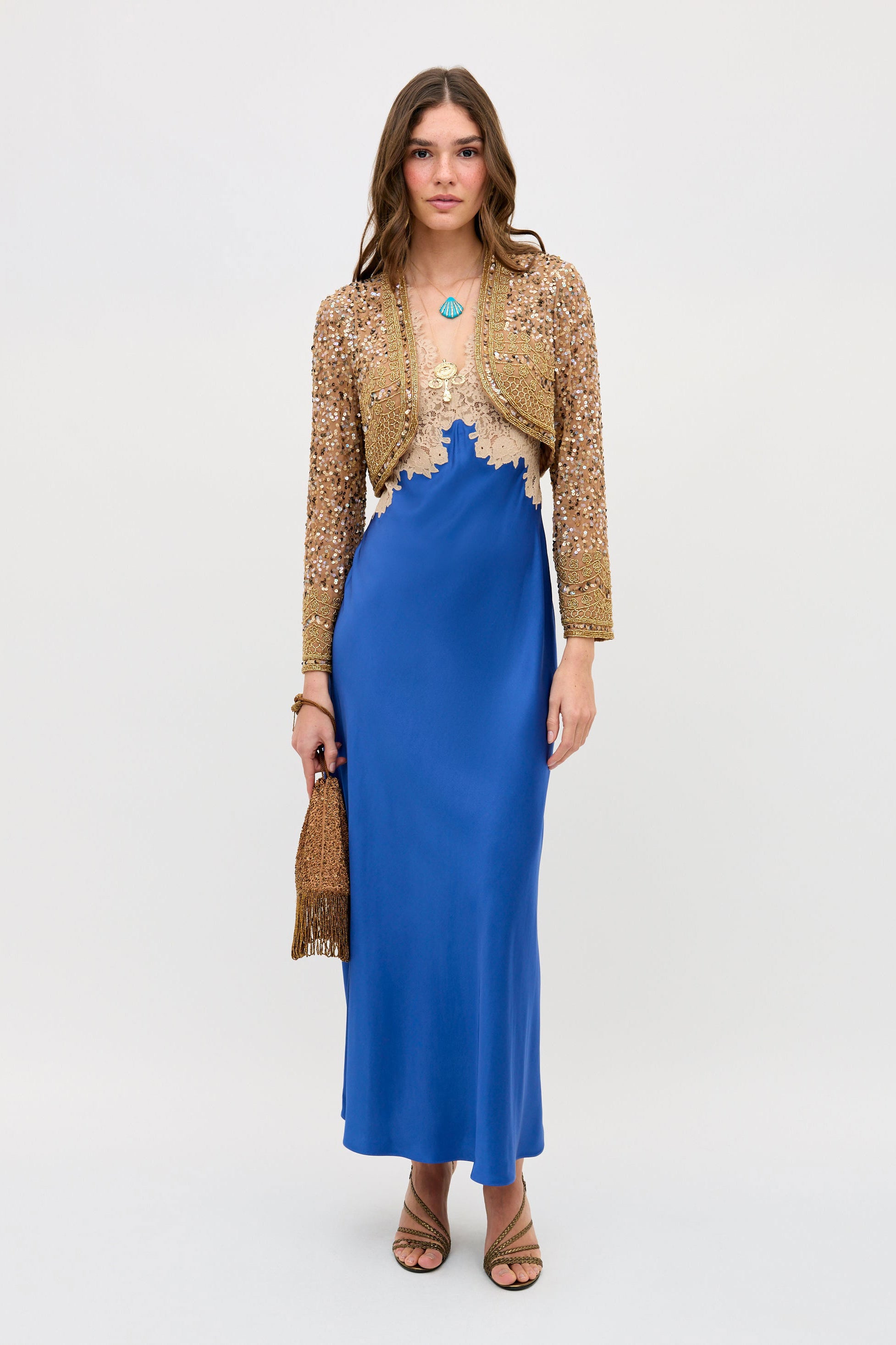Rixo Lysandra Satin Midi Dress - Iris Blue