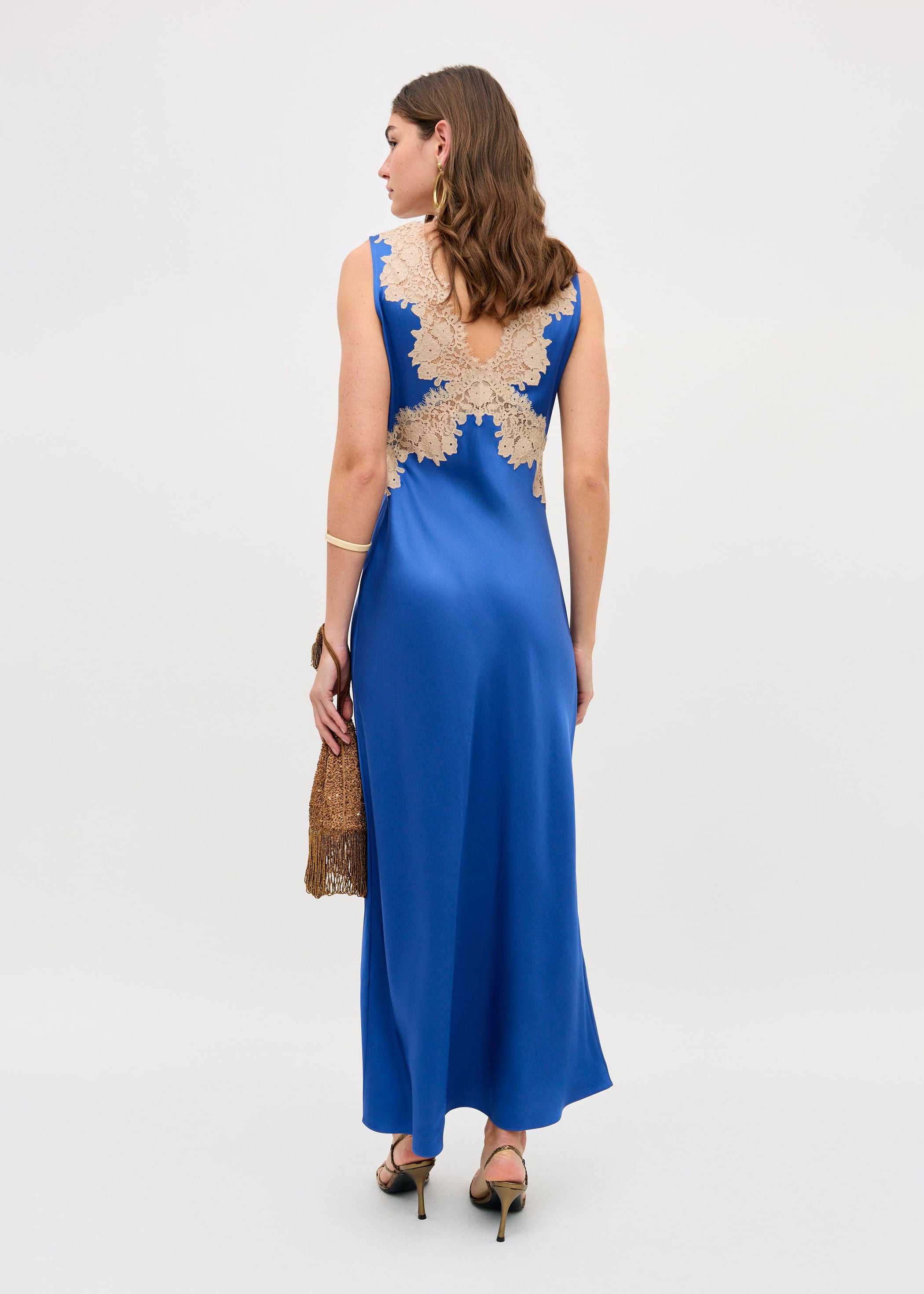 Rixo Lysandra Satin Midi Dress - Iris Blue