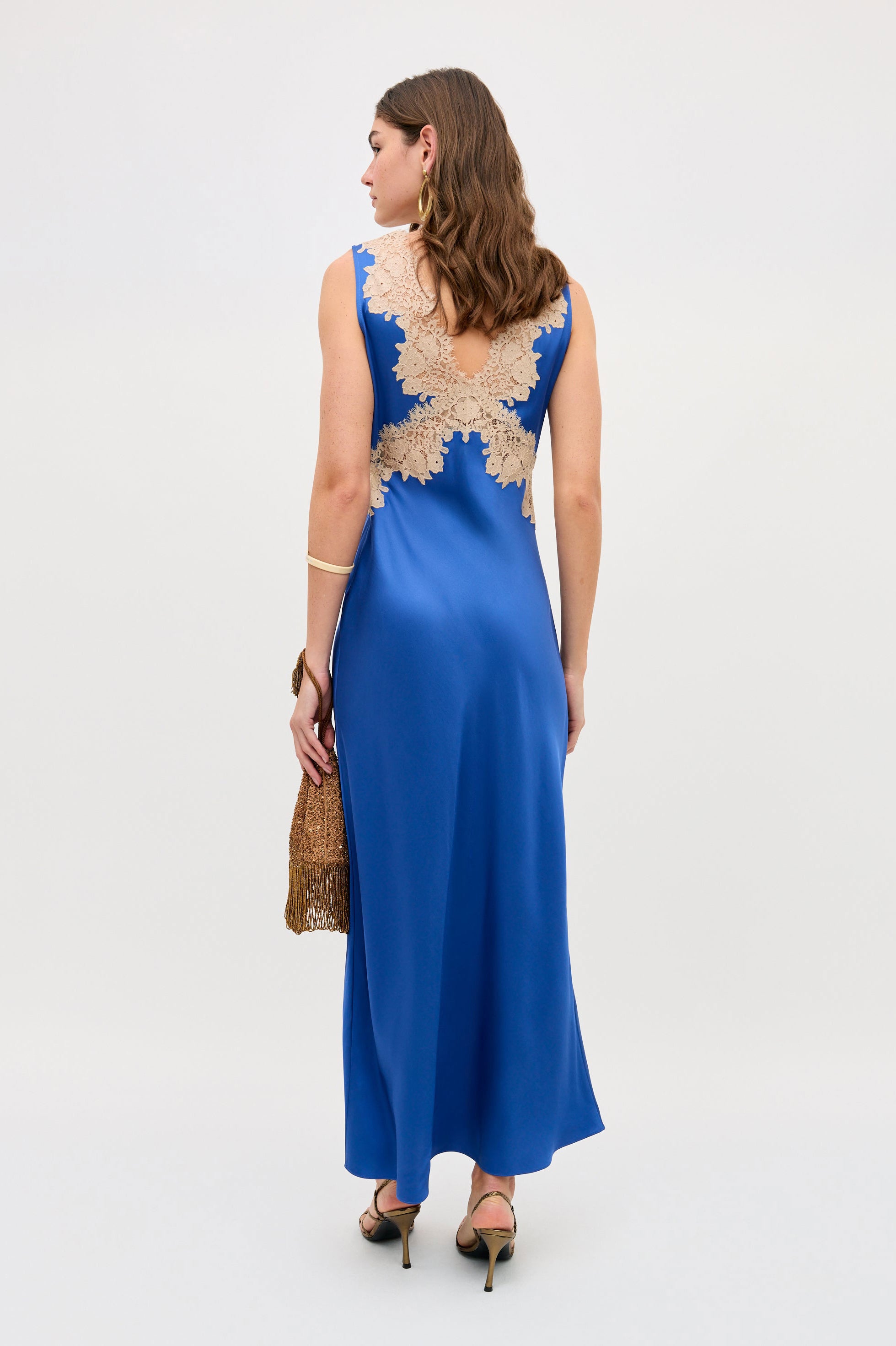 Rixo Lysandra Satin Midi Dress - Iris Blue