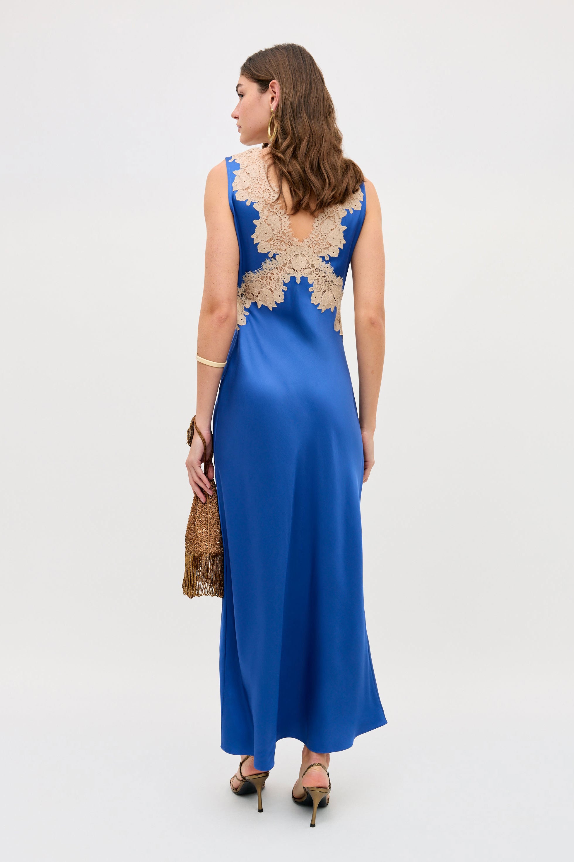 Rixo Lysandra Satin Midi Dress - Iris Blue