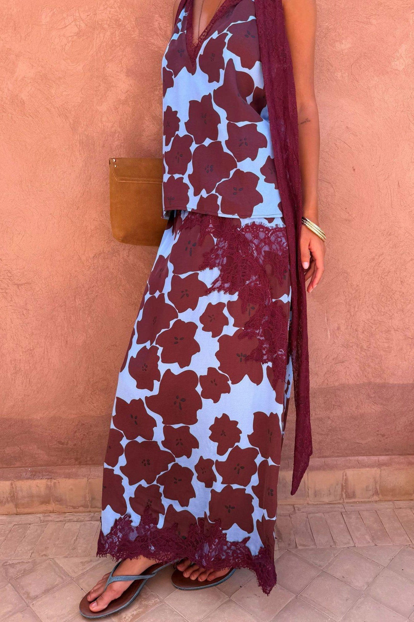 Never Fully Dressed Burgundy Jaden Floral Lily Skirt