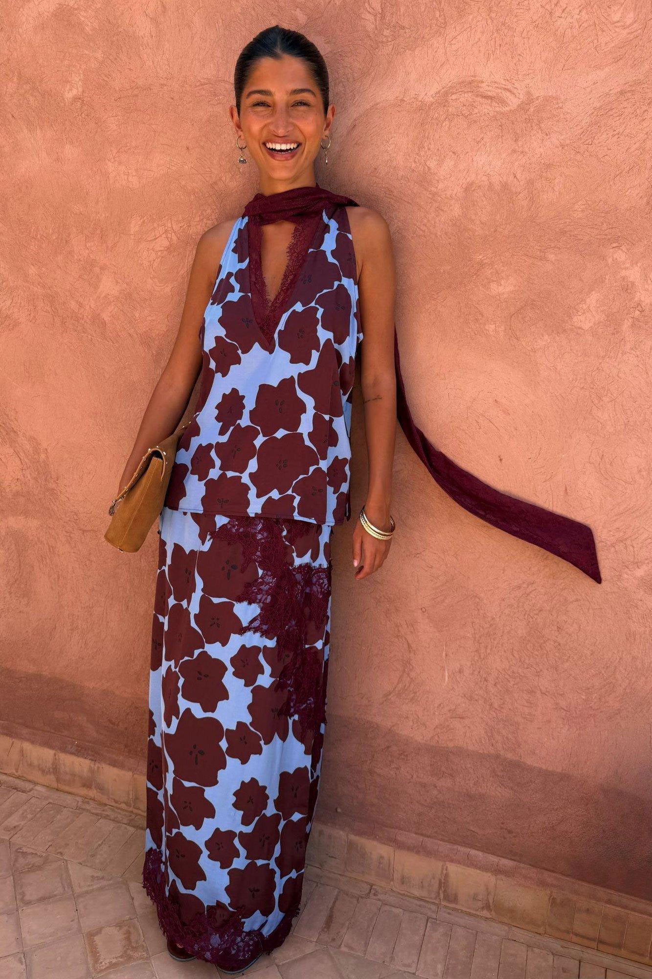 Never Fully Dressed Burgundy Jaden Floral Lily Skirt