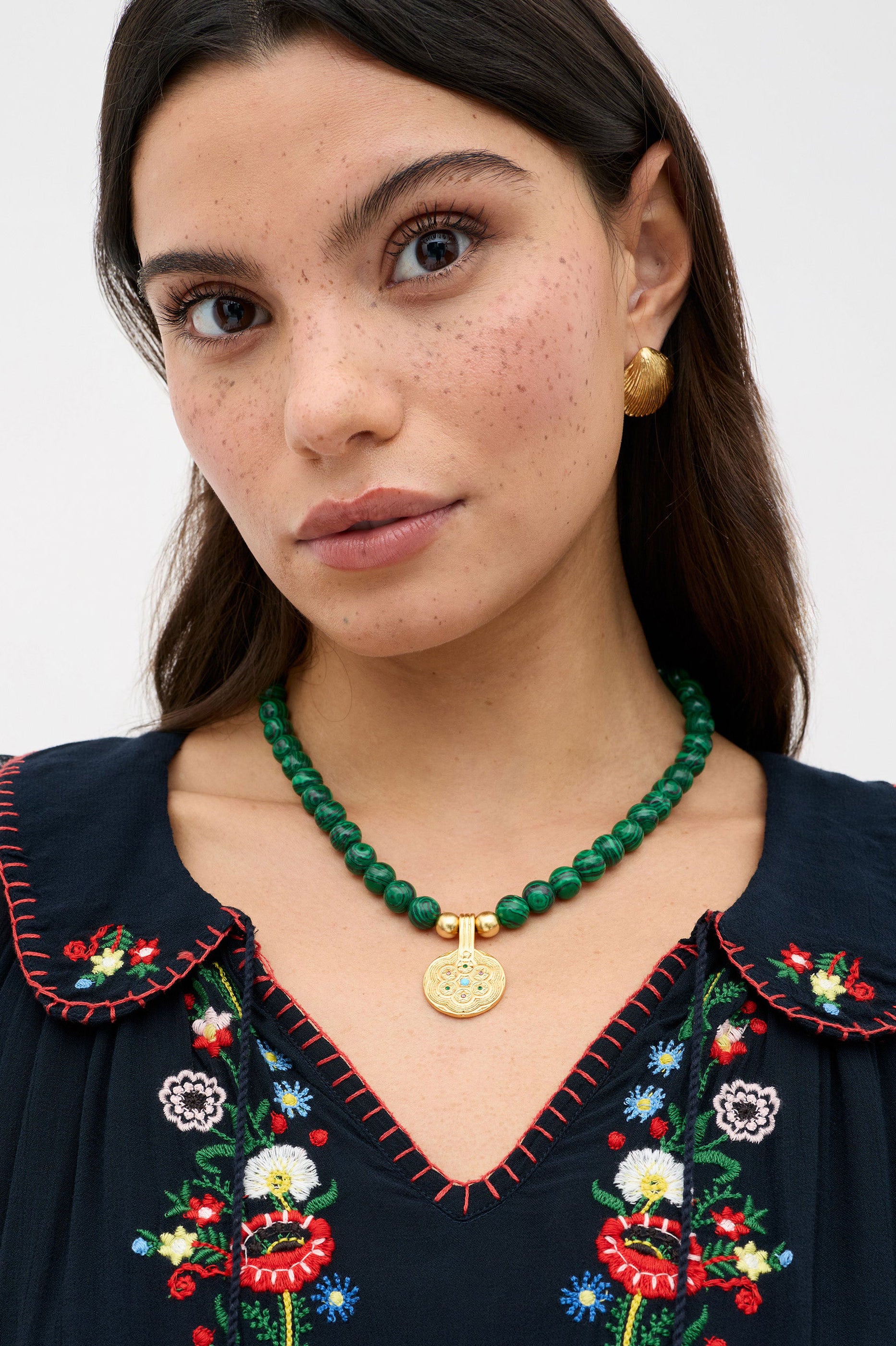 Rixo Ischia Gold-Plated Necklace - Green