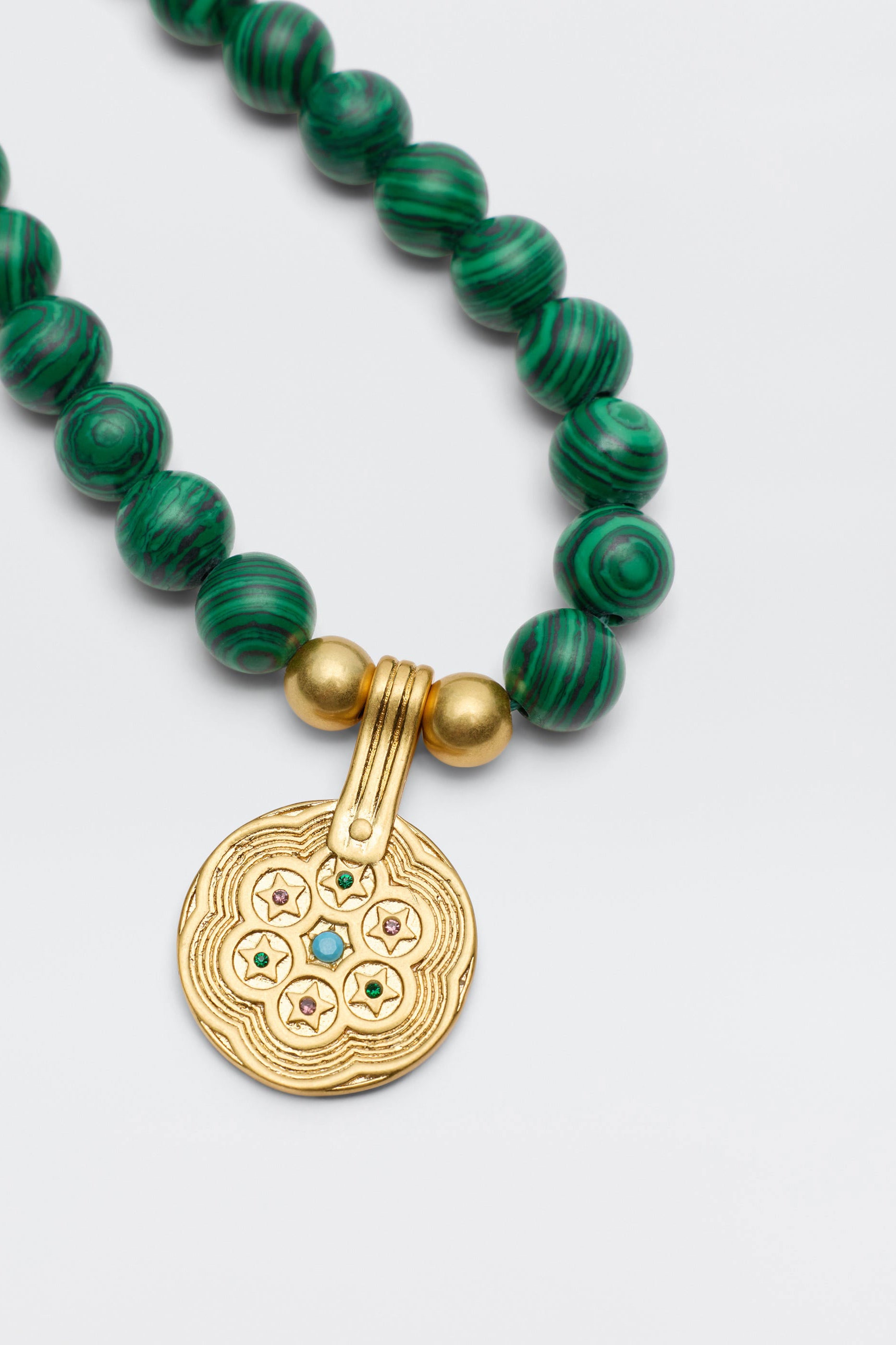 Rixo Ischia Gold-Plated Necklace - Green