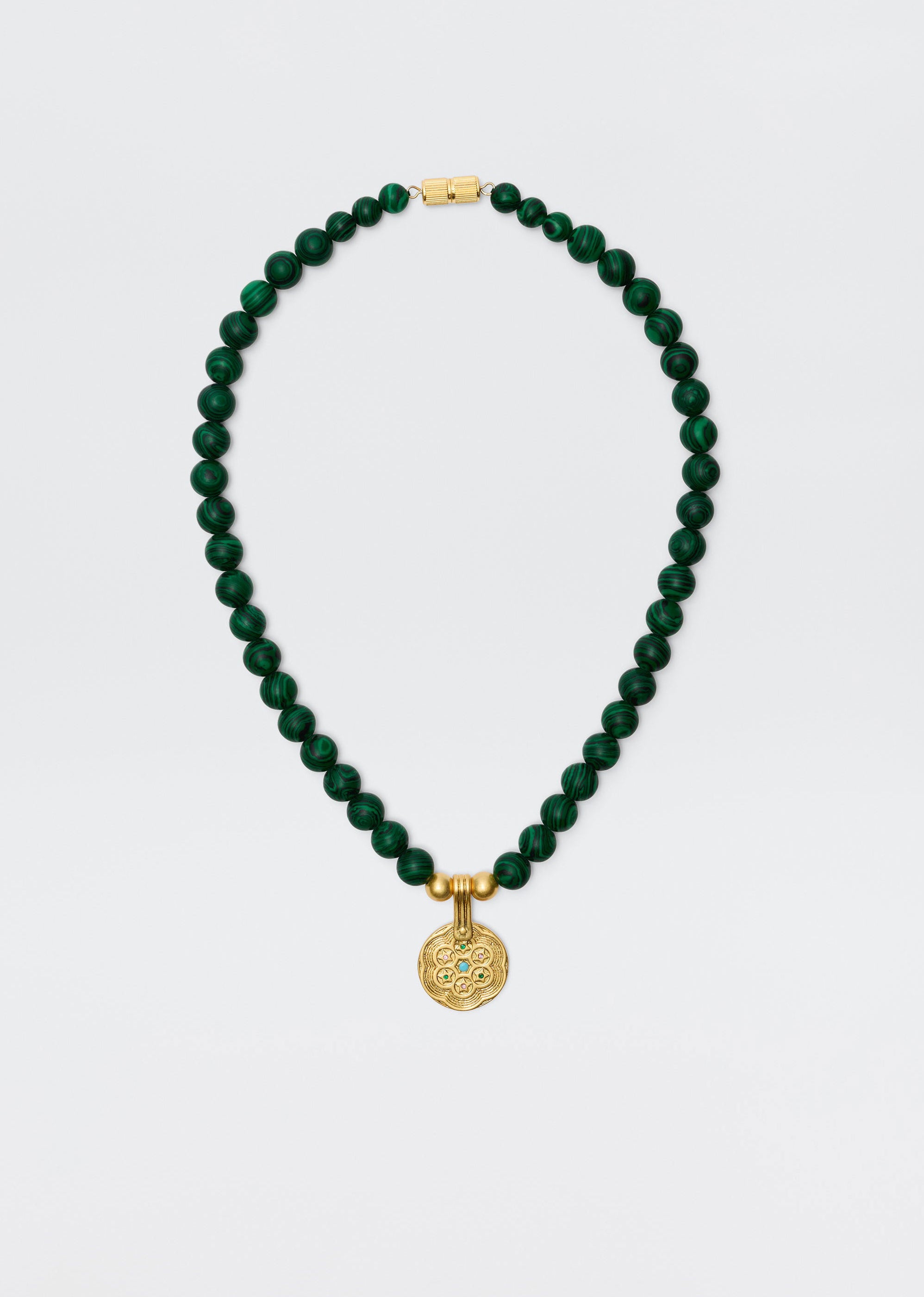 Rixo Ischia Gold-Plated Necklace - Green