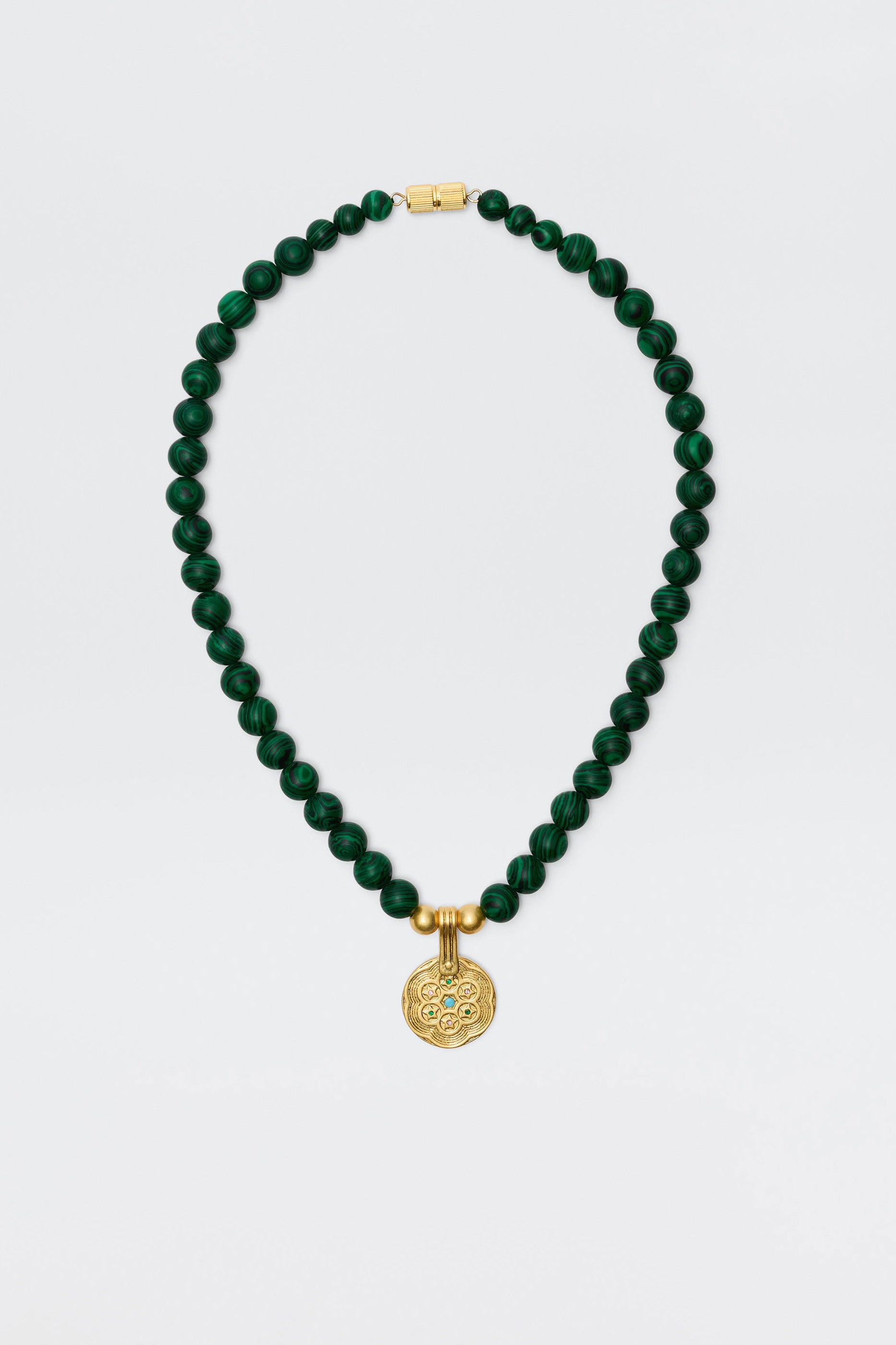 Rixo Ischia Gold-Plated Necklace - Green