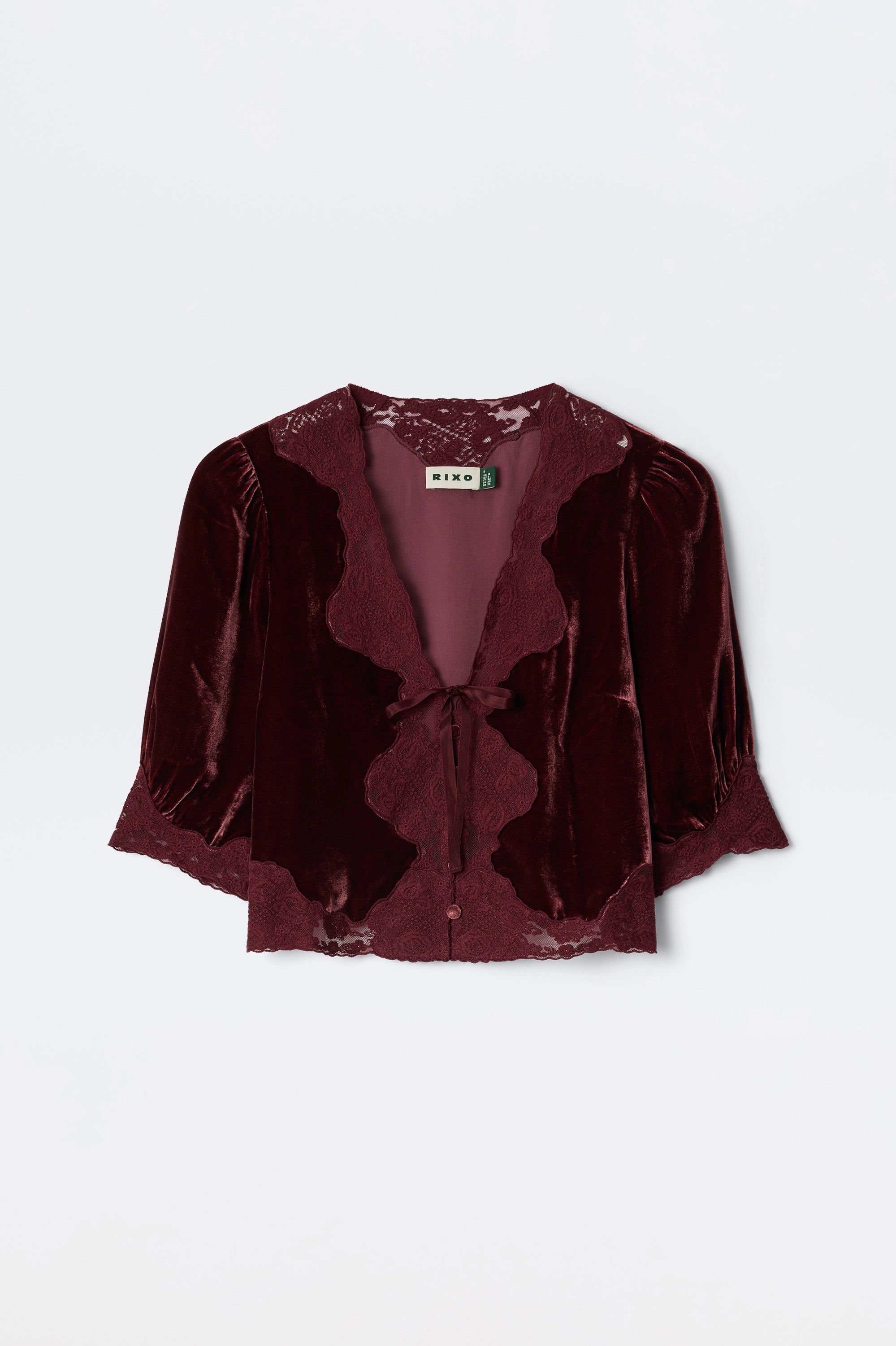 Rixo Ursula Silk-Velvet Top - Bordeaux