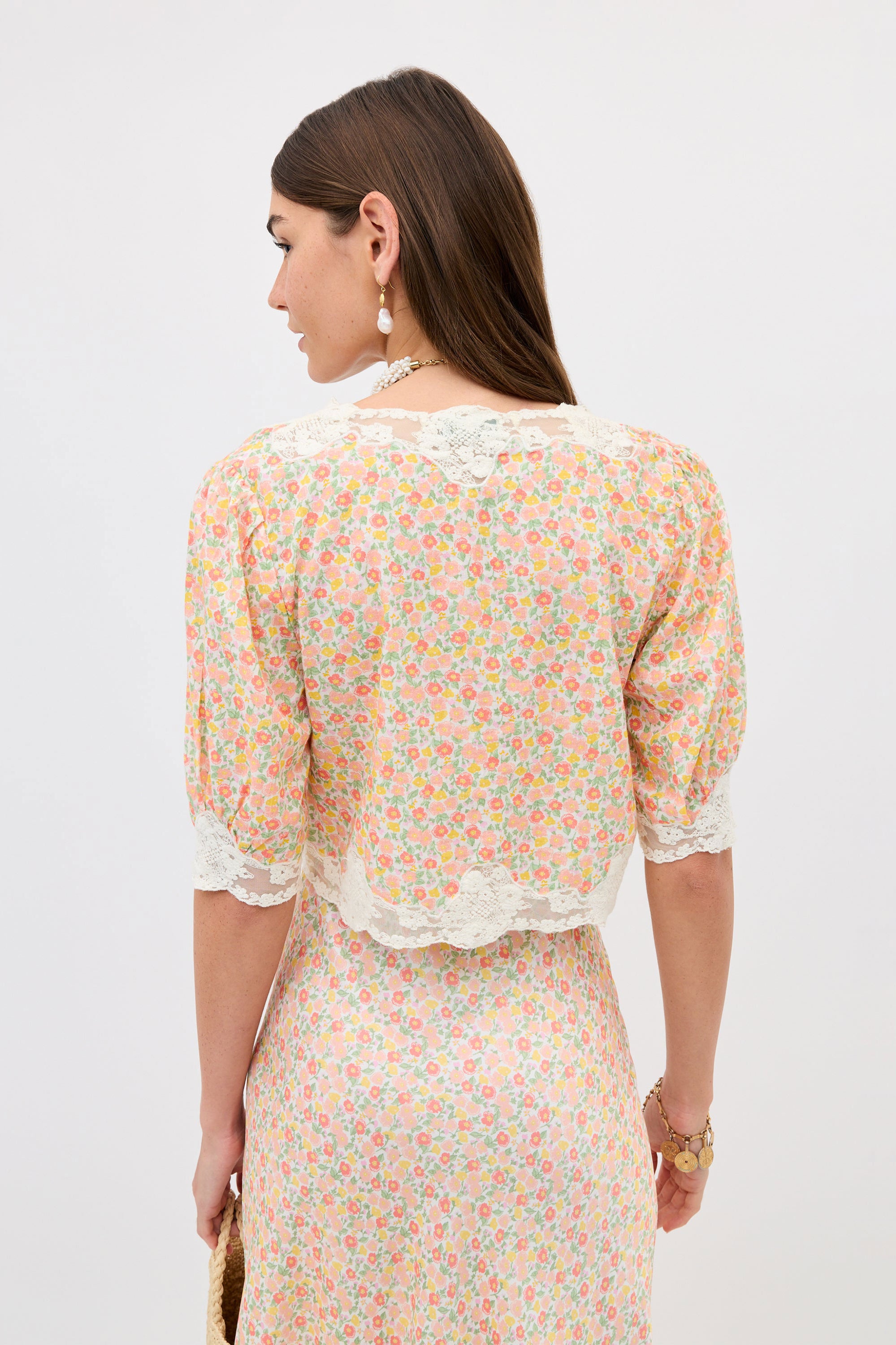 Rixo Ursula Cotton Top - Katie Floral Cream