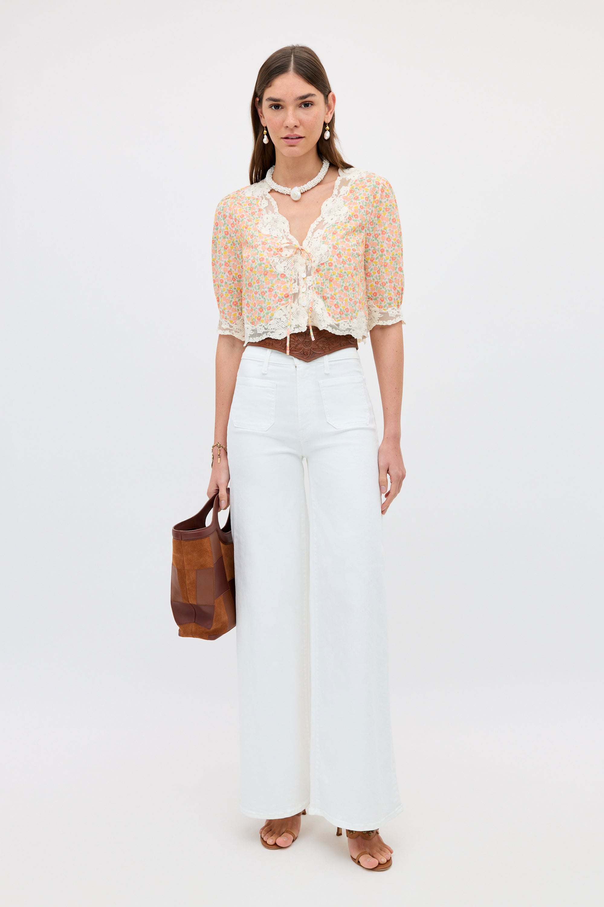 Rixo Ursula Cotton Top - Katie Floral Cream