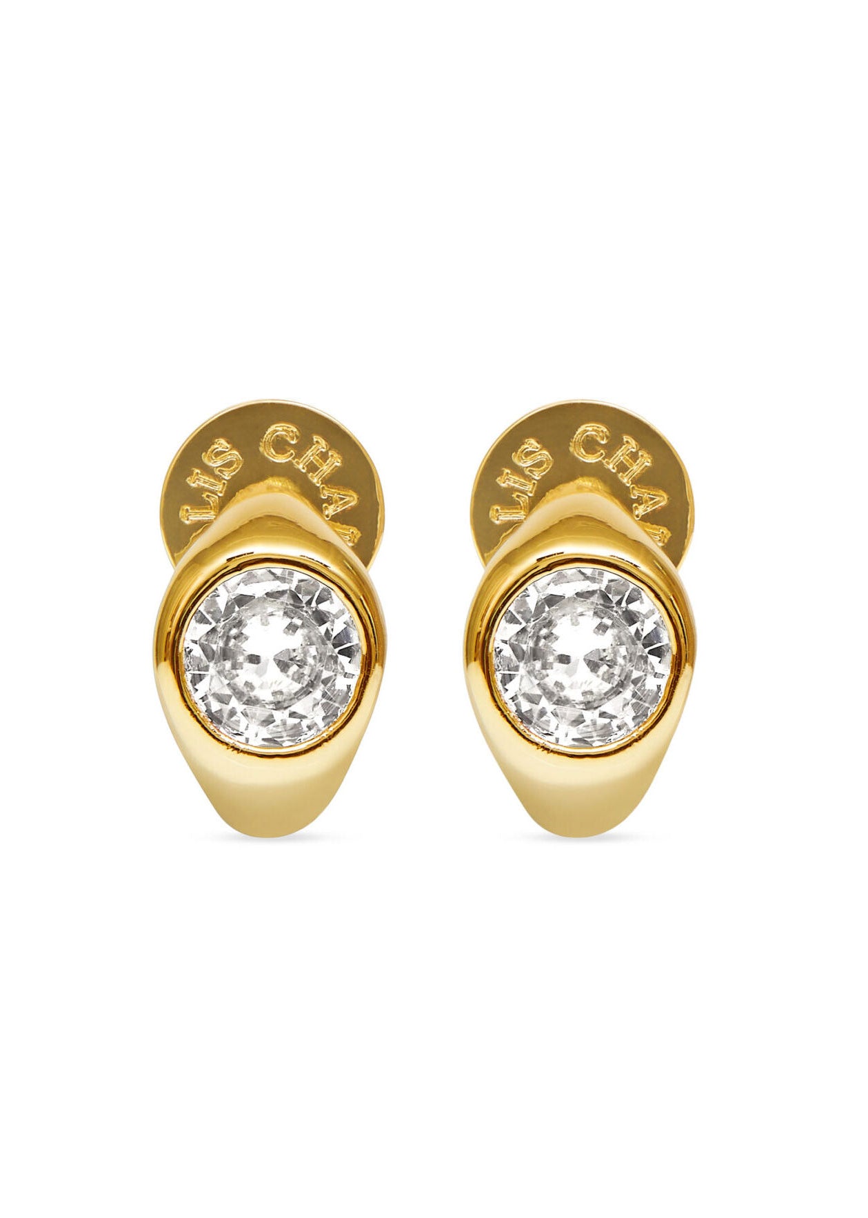 Talis Chains CZ Huggie Studs - White