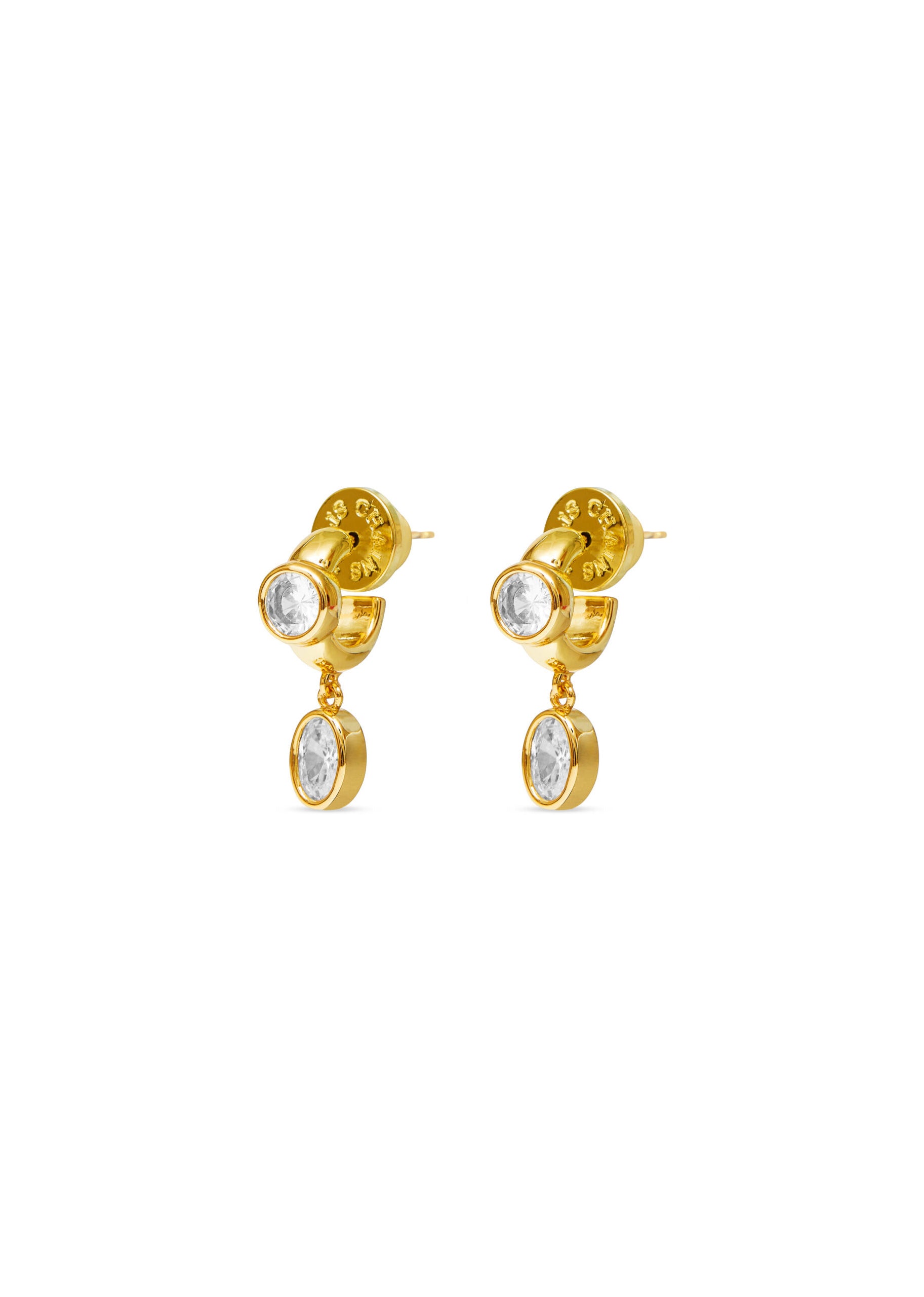Talis Chains CZ One Drop Huggie Earrings - White