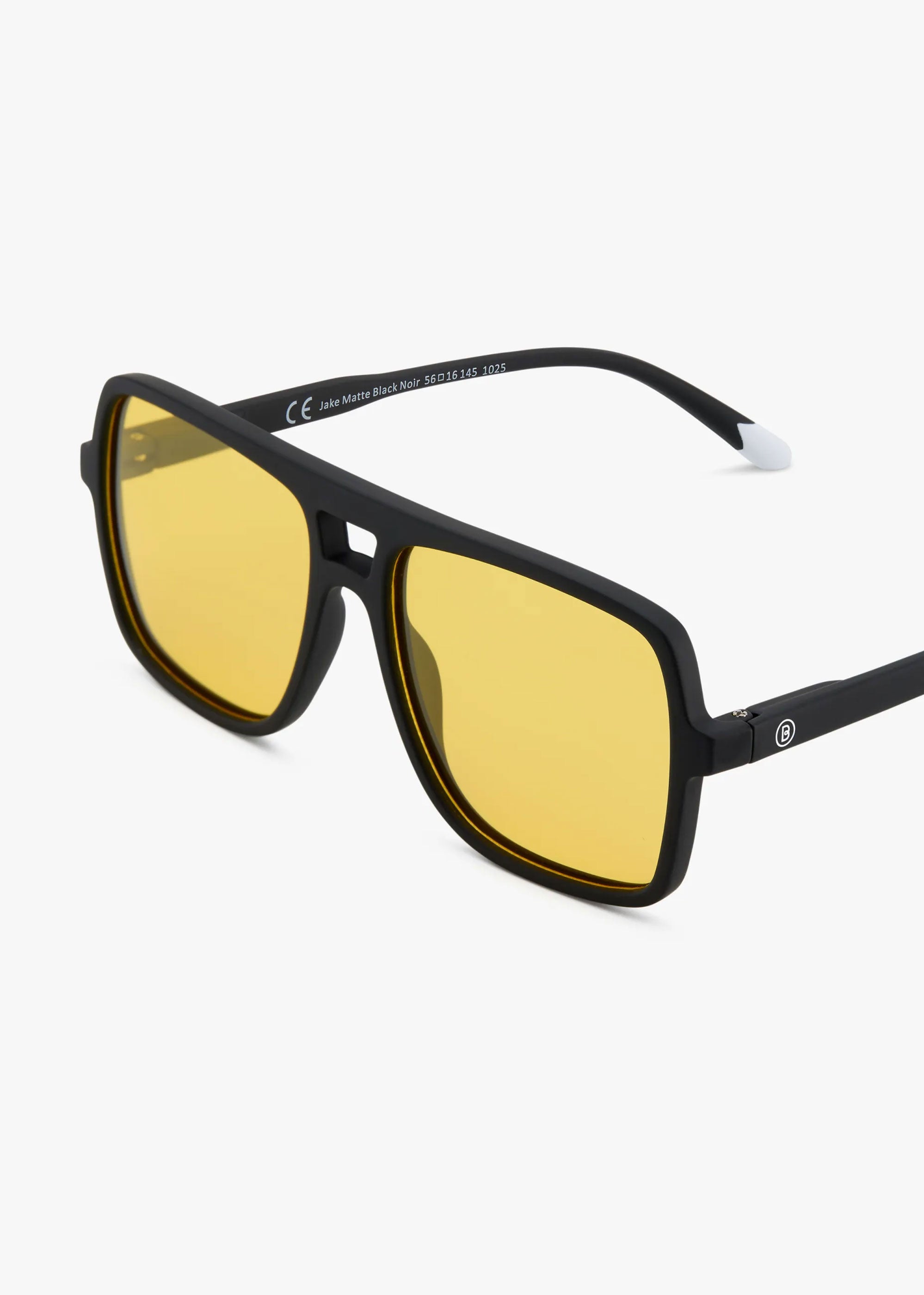 Barner Jake Matte Amber Sunglasses - Black Noir