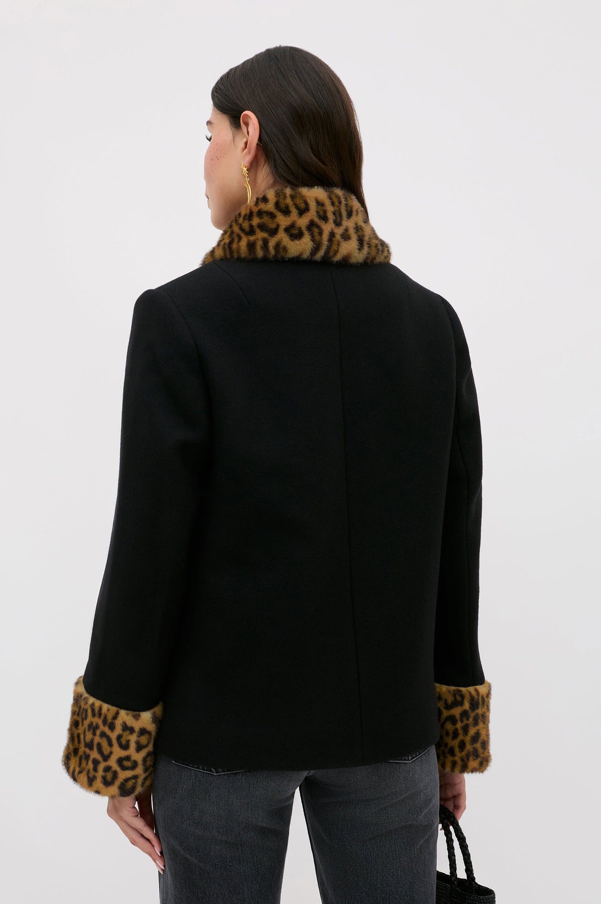 Rixo Aldith Wool Jacket - Marla Leopard Black