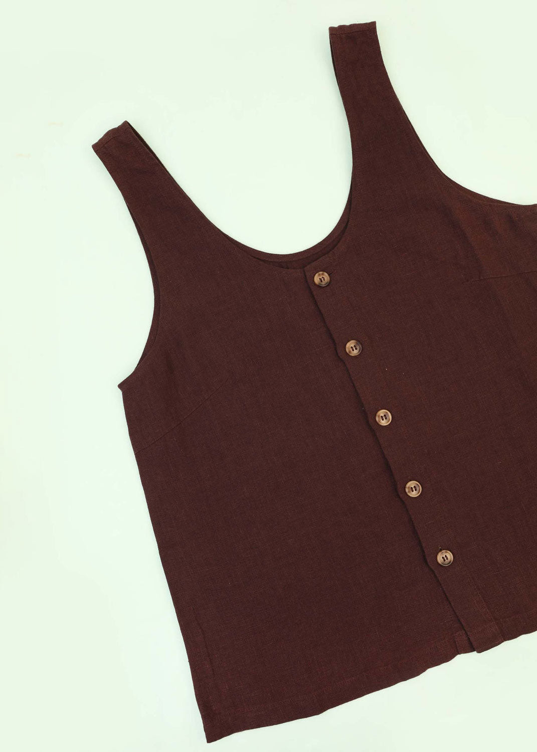 L.F.Markey Basic Button Front Tank - Chocolate