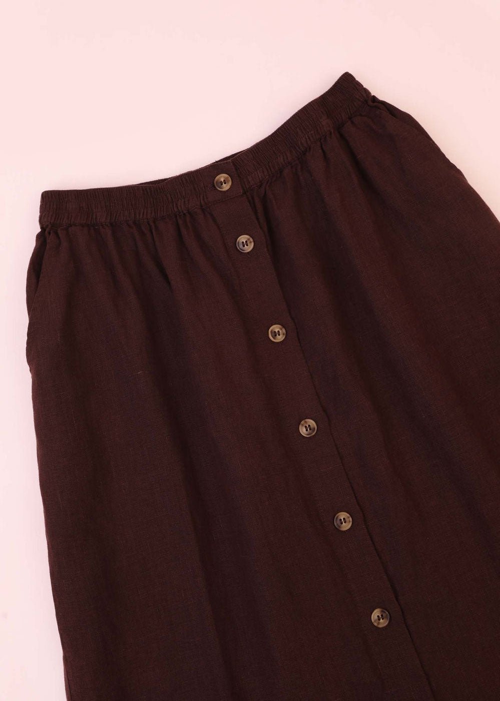 L.F.Markey Basic Button Front Skirt - Chocolate