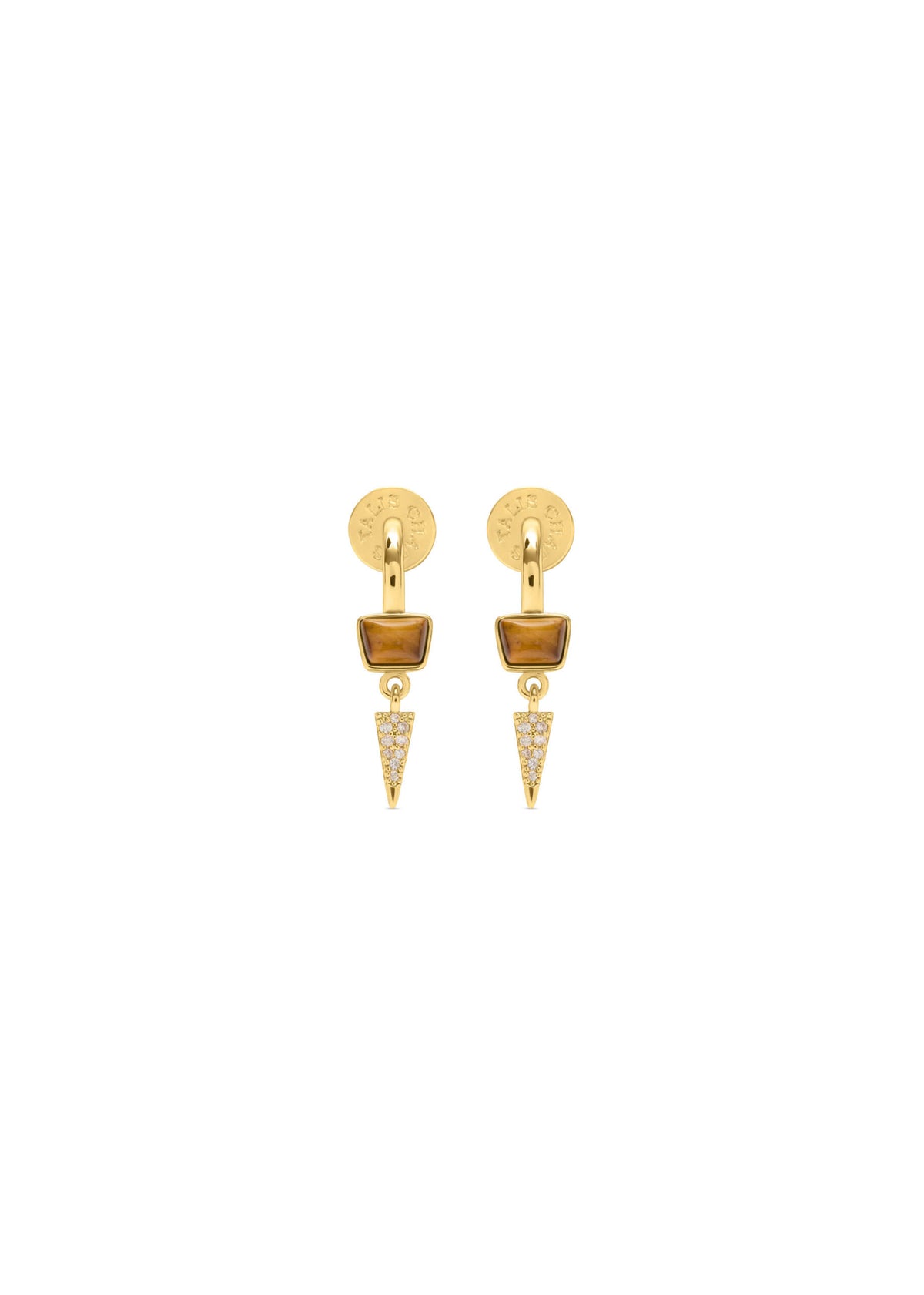 Talis Chains Dagger Huggies - Tiger’s Eye