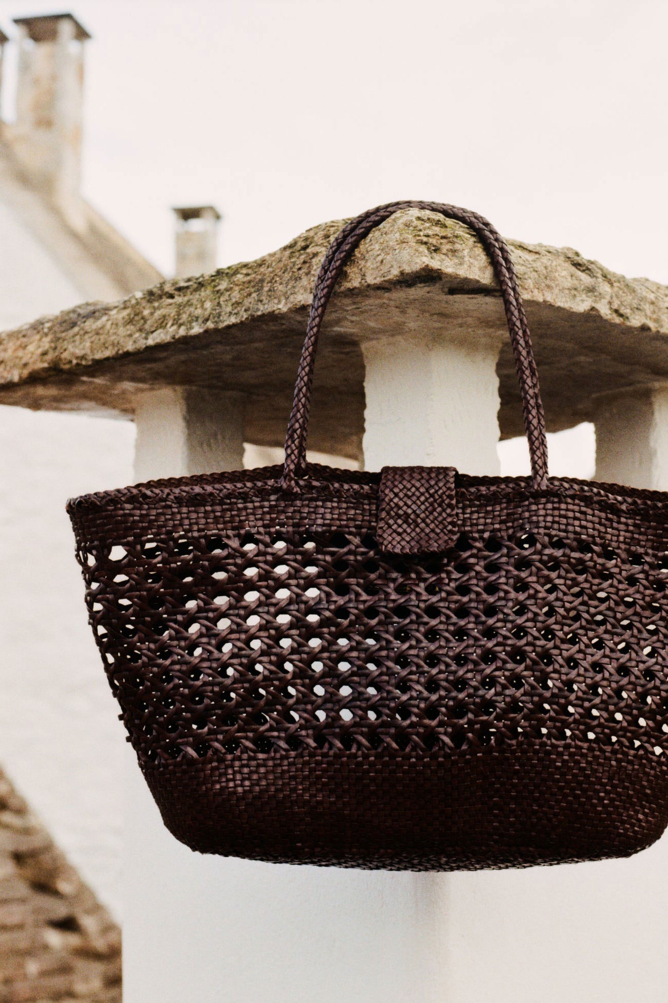 Rixo Lucine Leather Bag - Dark Brown