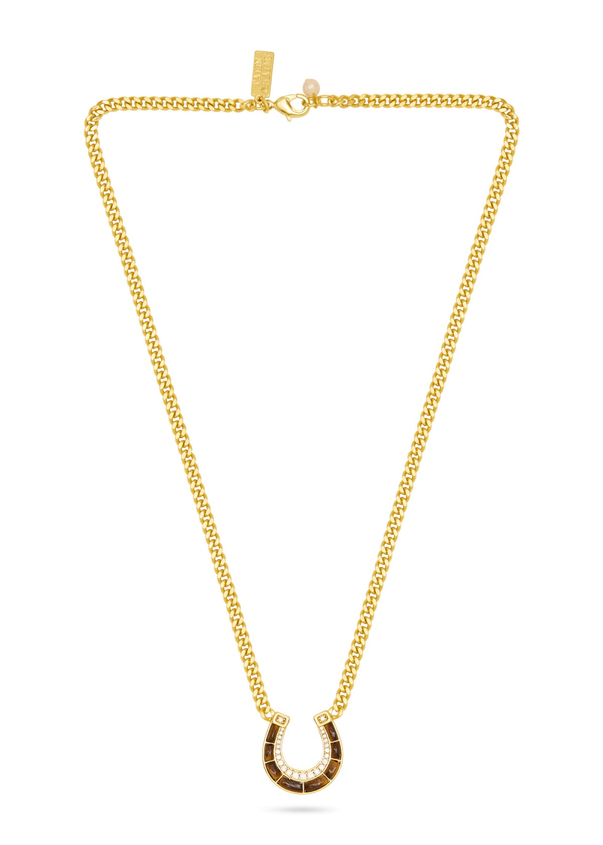 Talis Chains Horseshoe Pendant Necklace - Tiger’s Eye