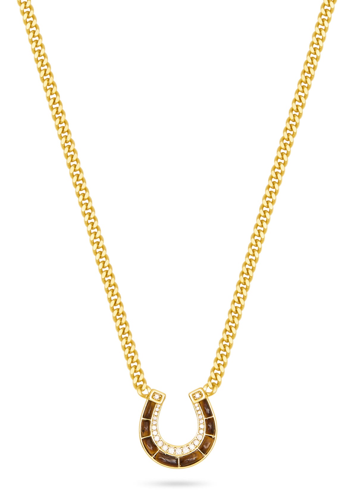 Talis Chains Horseshoe Pendant Necklace - Tiger’s Eye