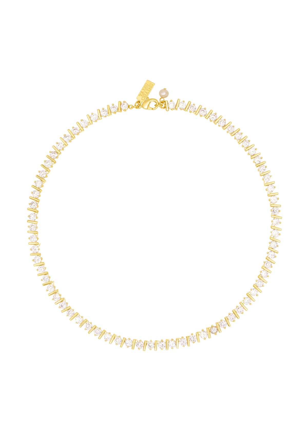 Talis Chains Straight Ridged Tennis Choker - White CZ