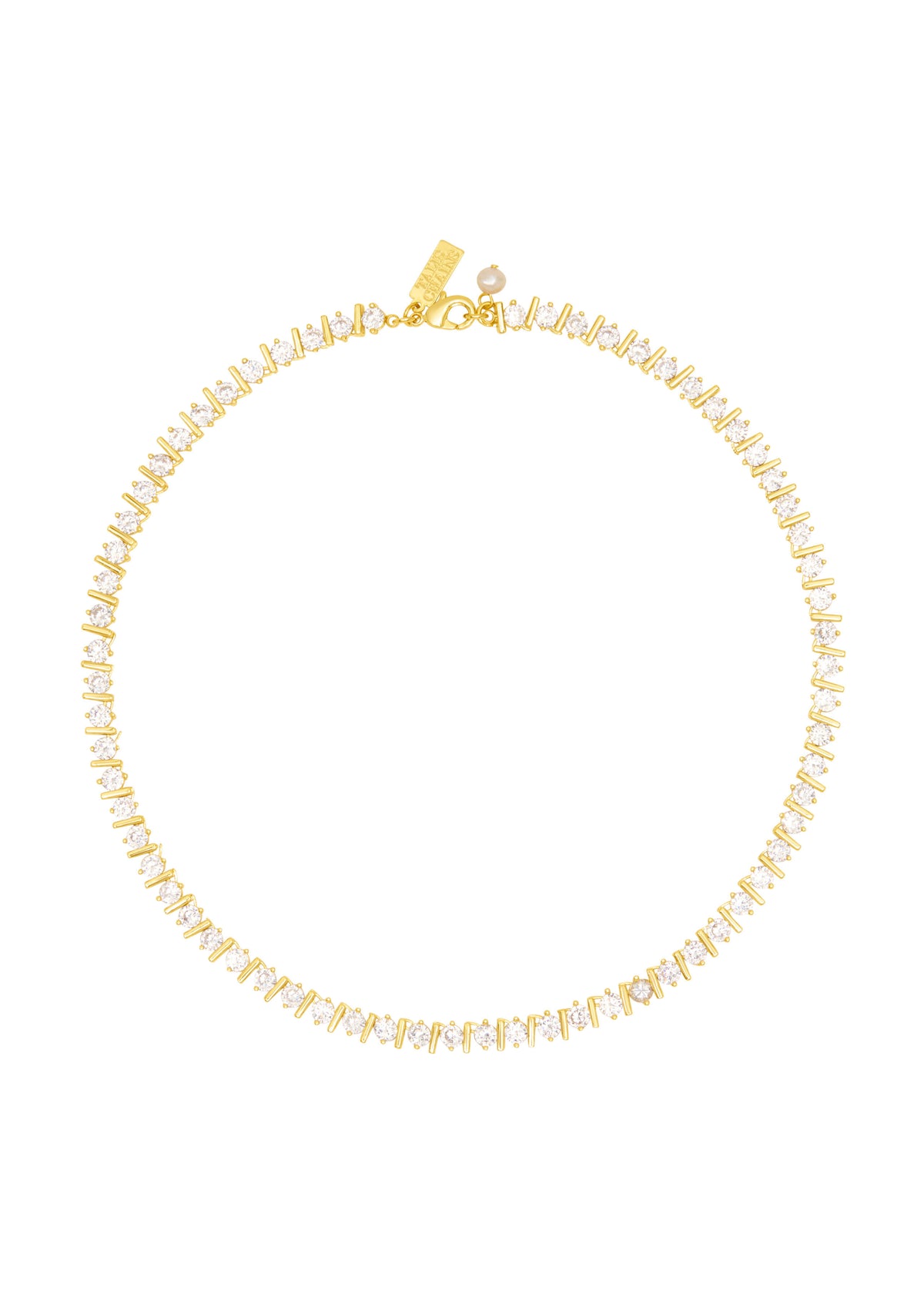 Talis Chains Straight Ridged Tennis Choker - White CZ