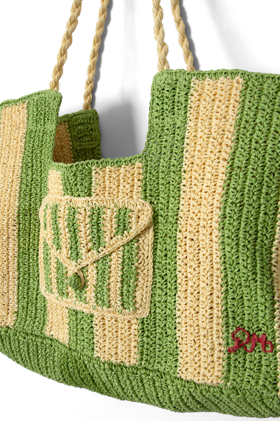 Damson Madder Orla Oversized Raffia Beach Bag - Apple Stripe