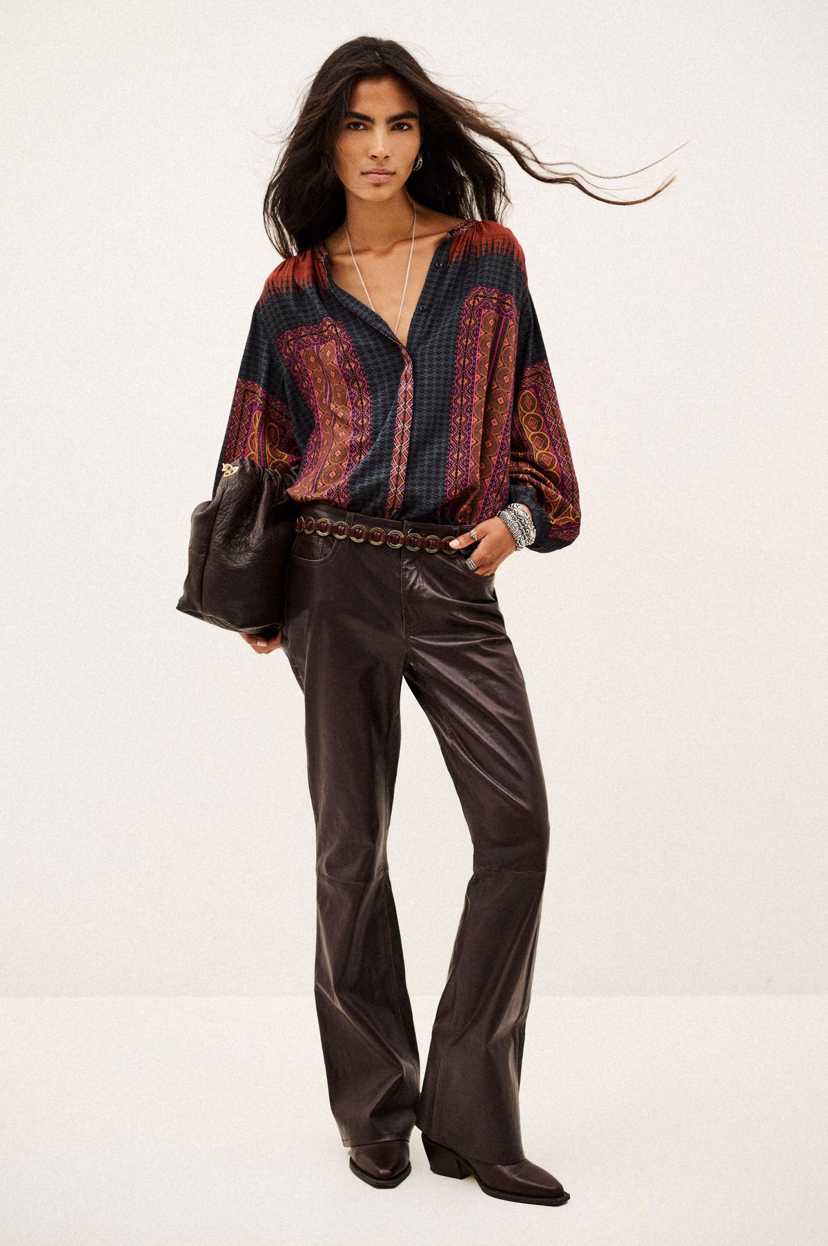 BA&SH Olivio Red Patterned Shirt