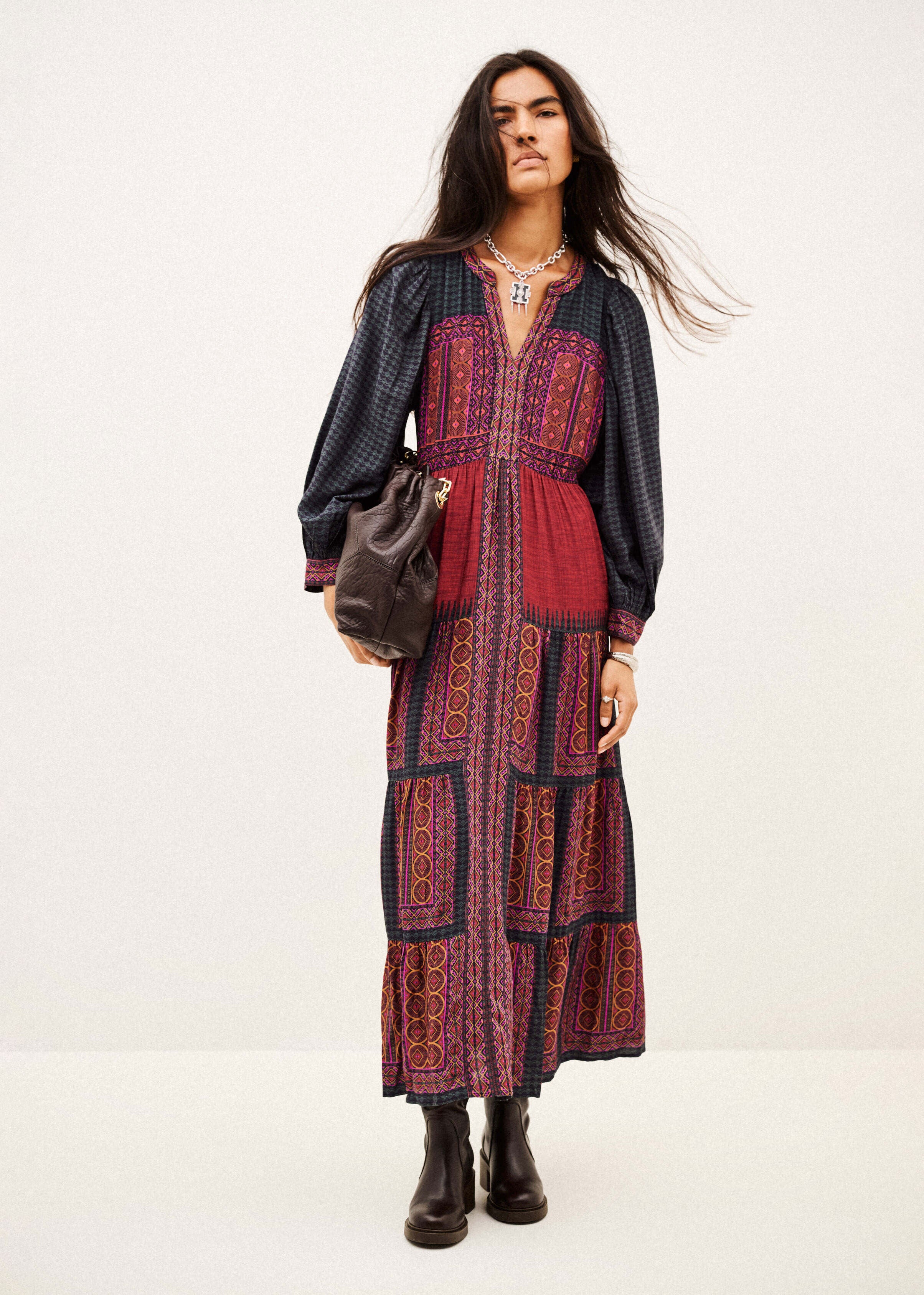BA&SH Olly Red Patterned Dress
