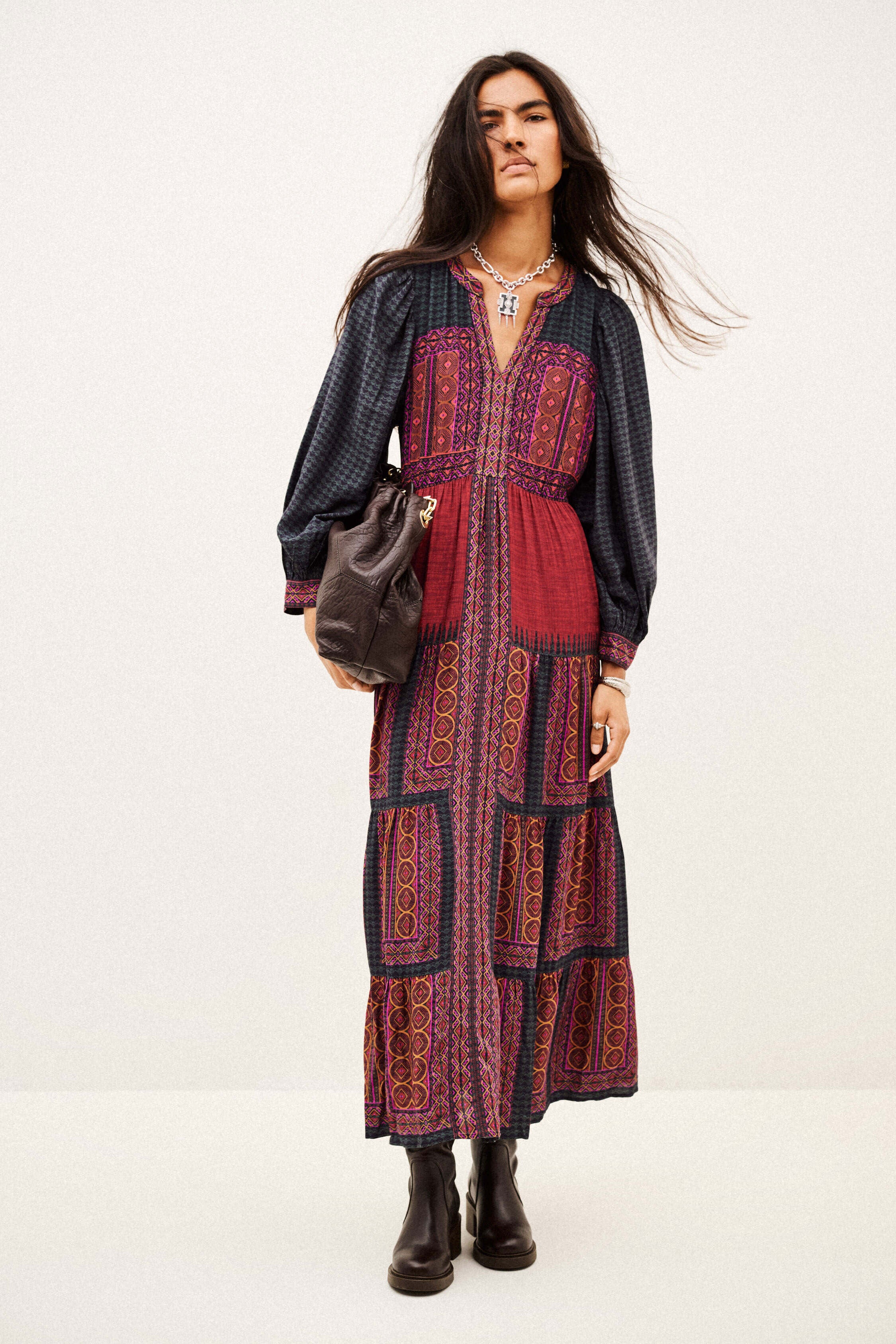 BA&SH Olly Red Patterned Dress