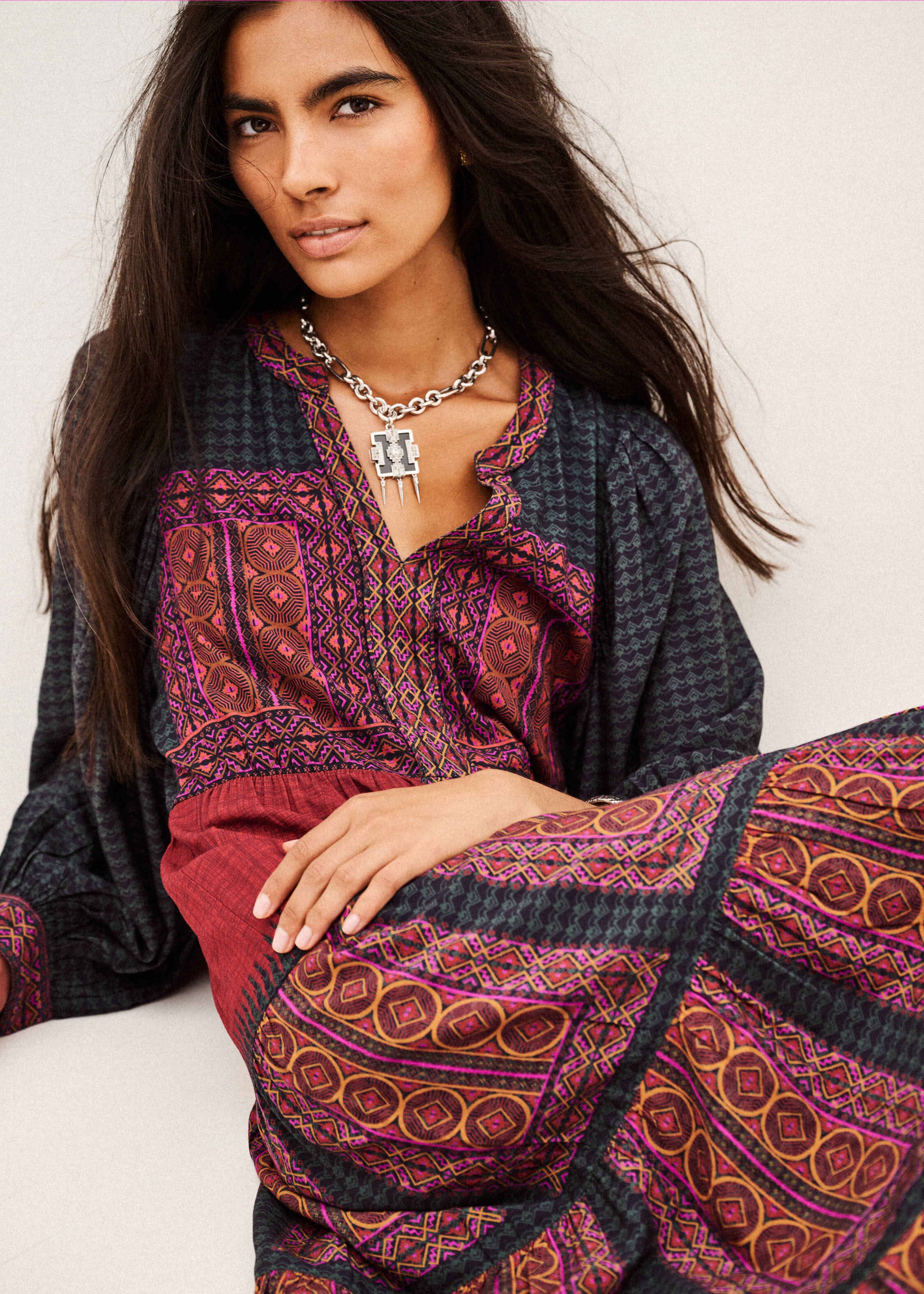 BA&SH Olly Red Patterned Dress