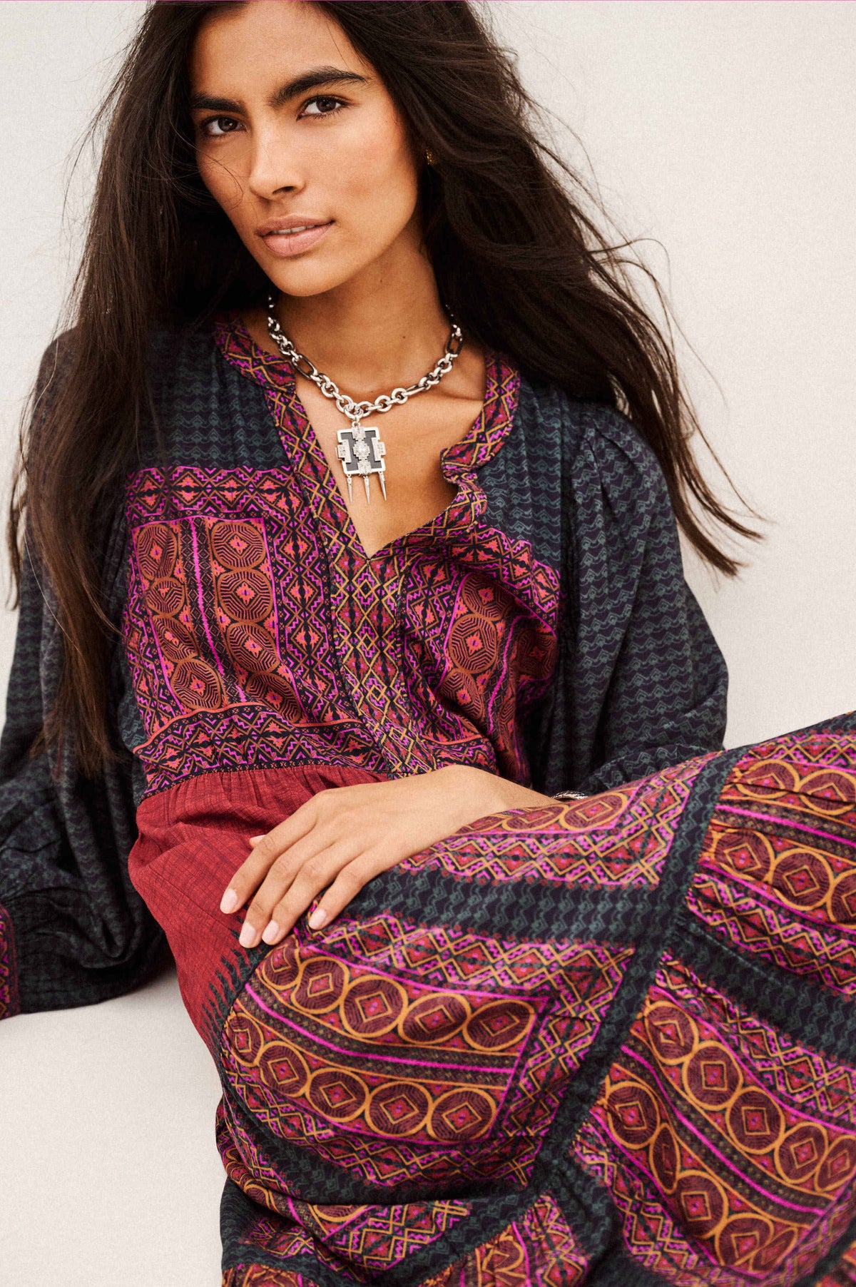 BA&SH Olly Red Patterned Dress