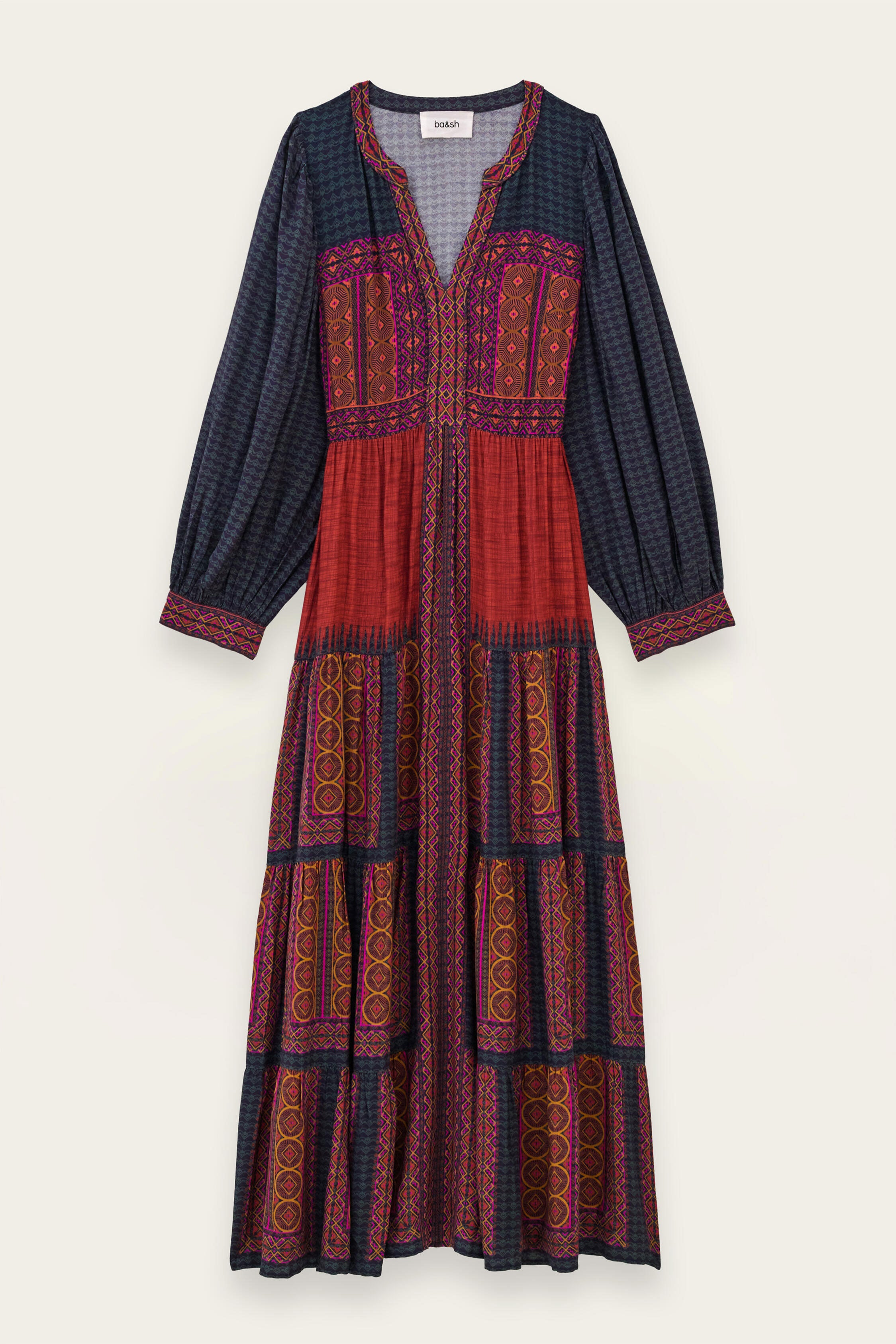 BA&SH Olly Red Patterned Dress