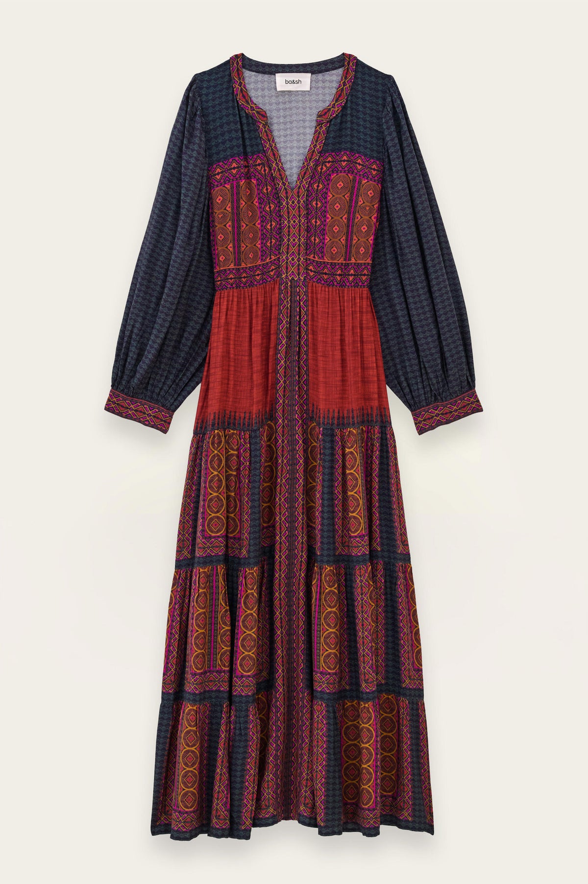 BA&SH Olly Red Patterned Dress