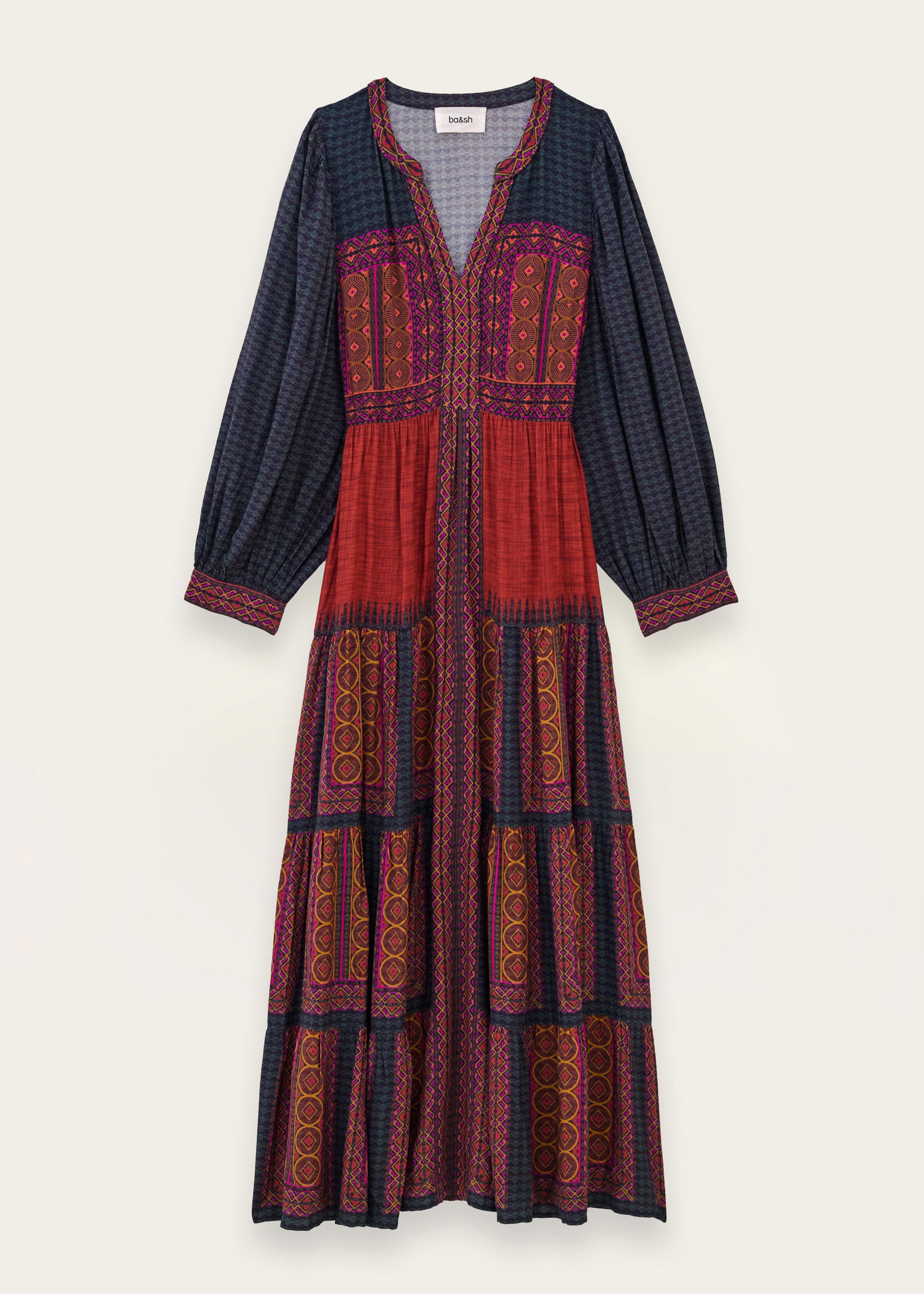 BA&SH Olly Red Patterned Dress
