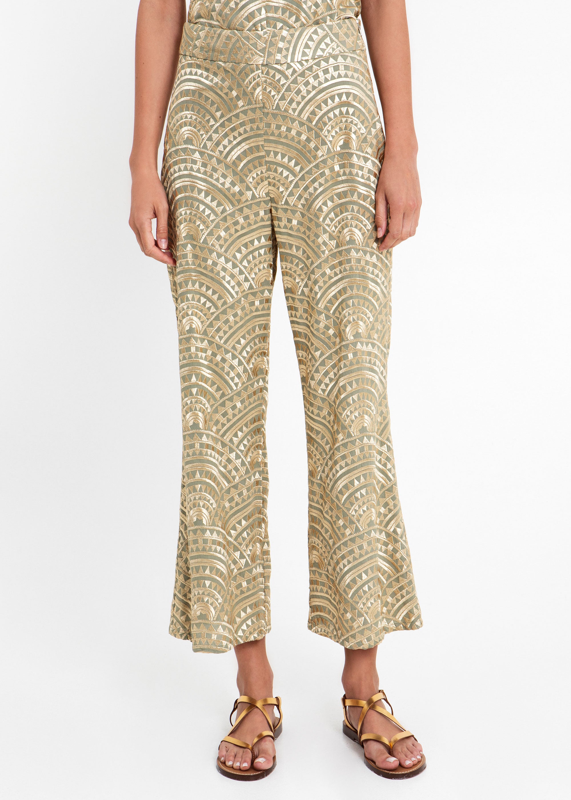Greek Archaic Kori New Triangle Pants - Sage/ Gold