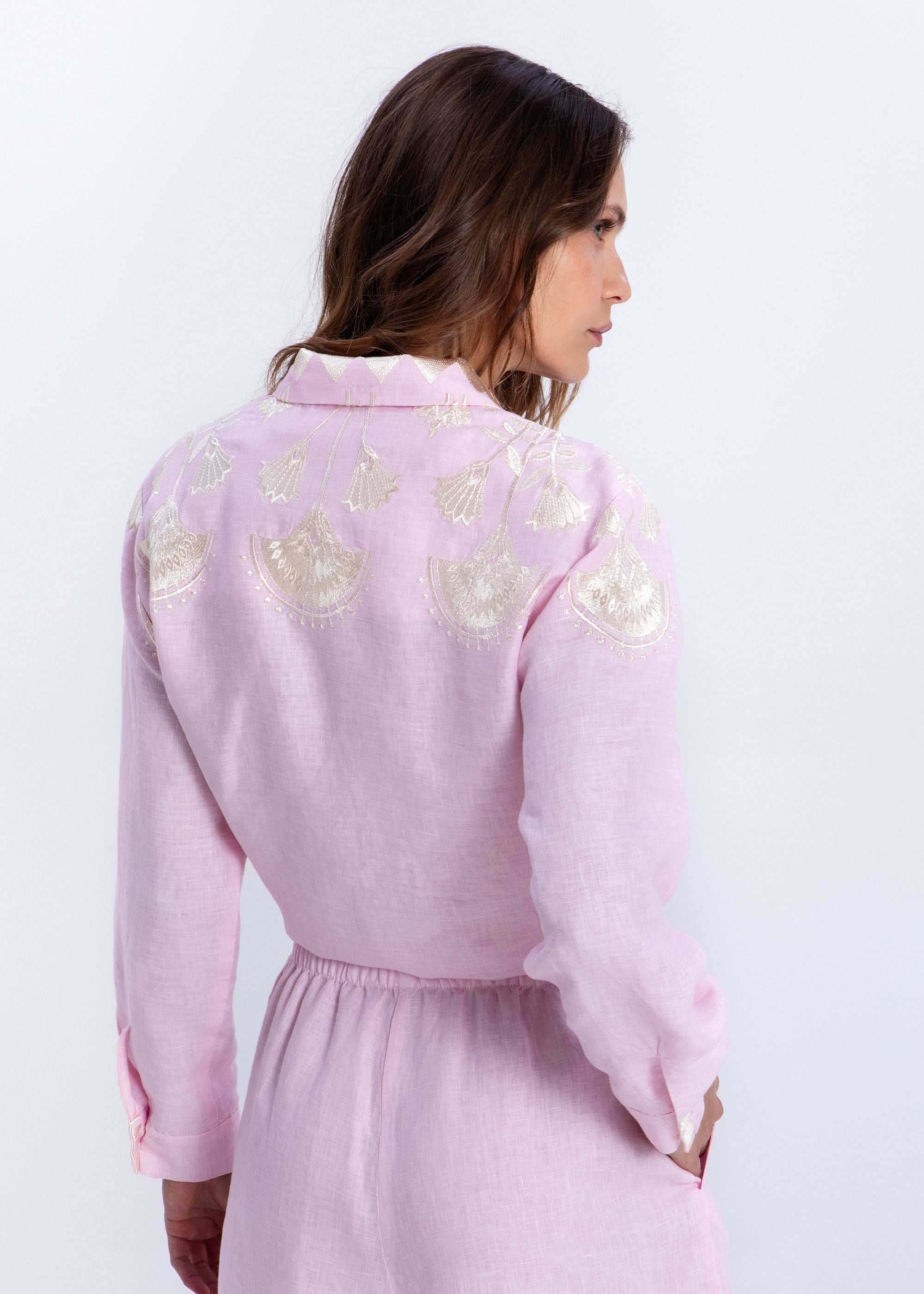 Greek Archaic Kori Papyrus Shirt - Pink/ Champagne
