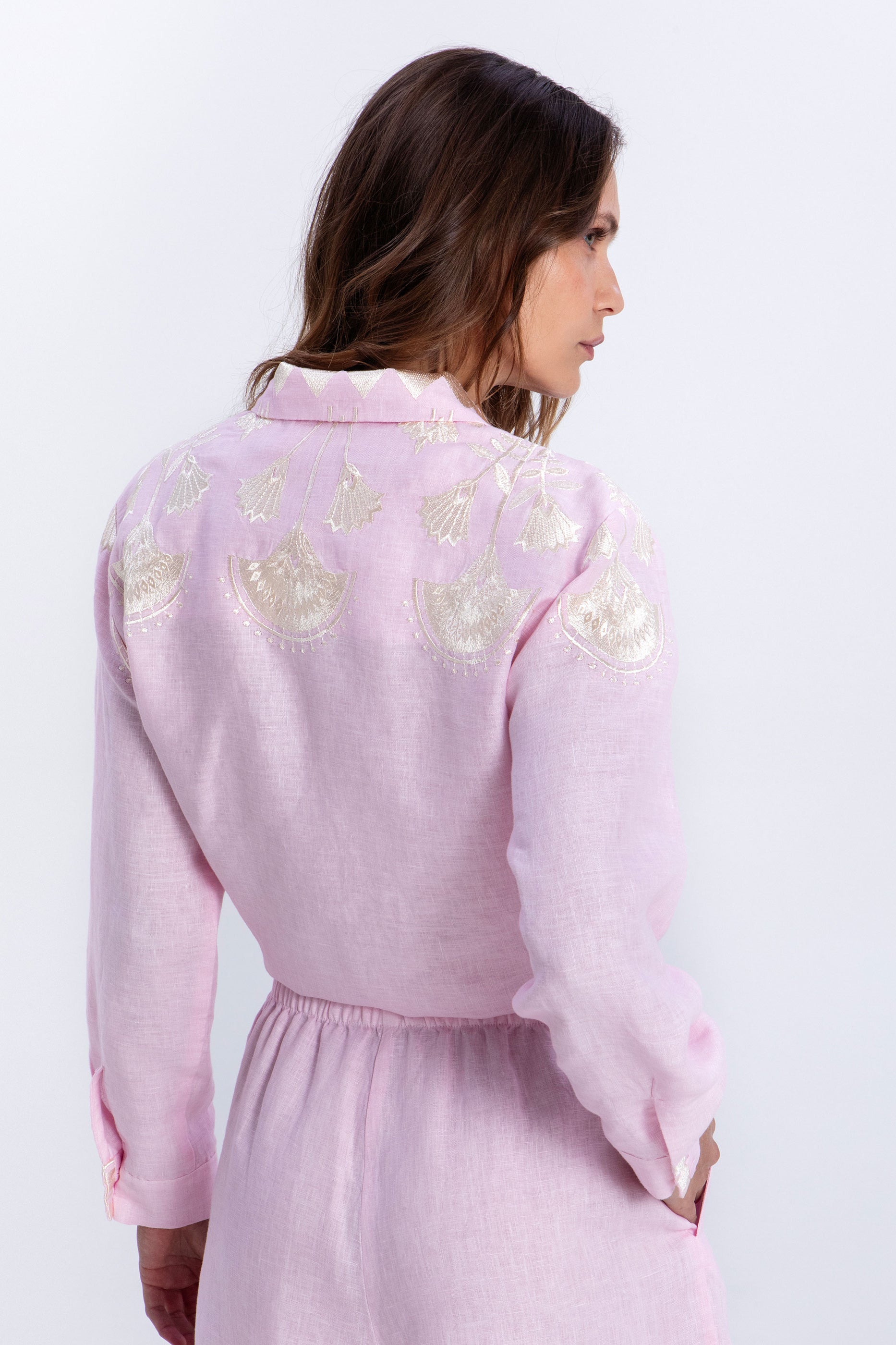 Greek Archaic Kori Papyrus Shirt - Pink/ Champagne