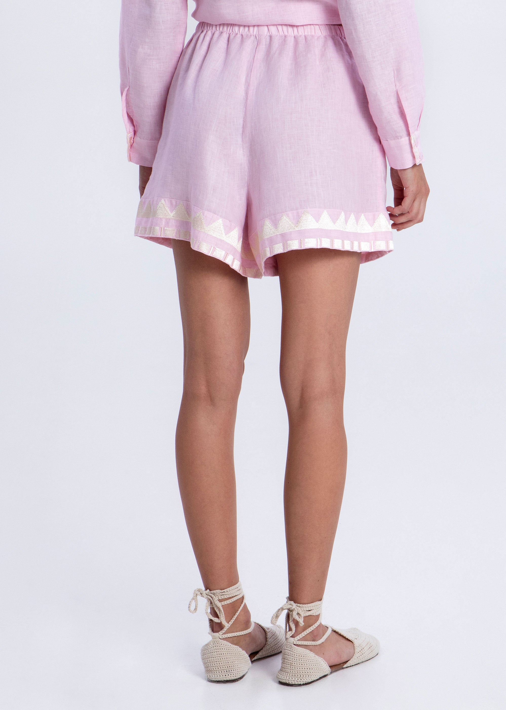 Greek Archaic Kori Papyrus Shorts - Pink/ Champagne