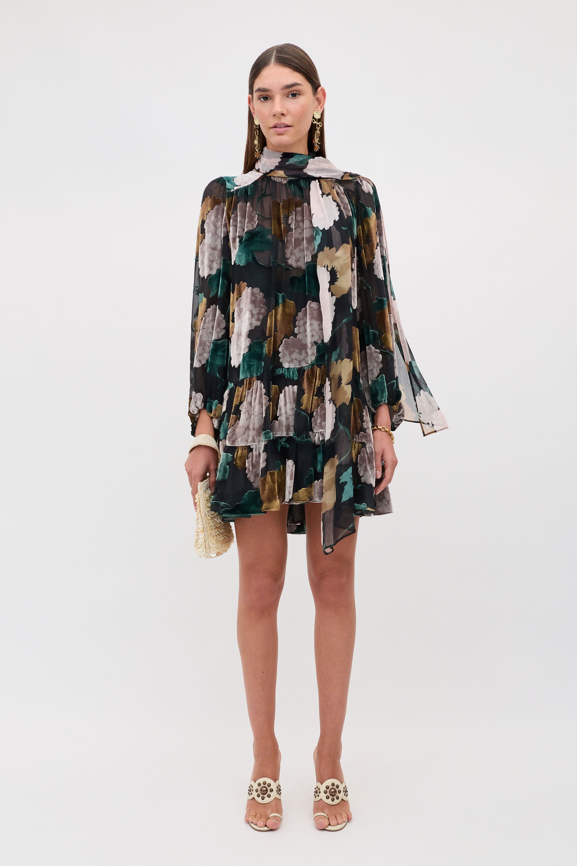 Rixo Anaya Dress - Hydrangea Floral Charcoal