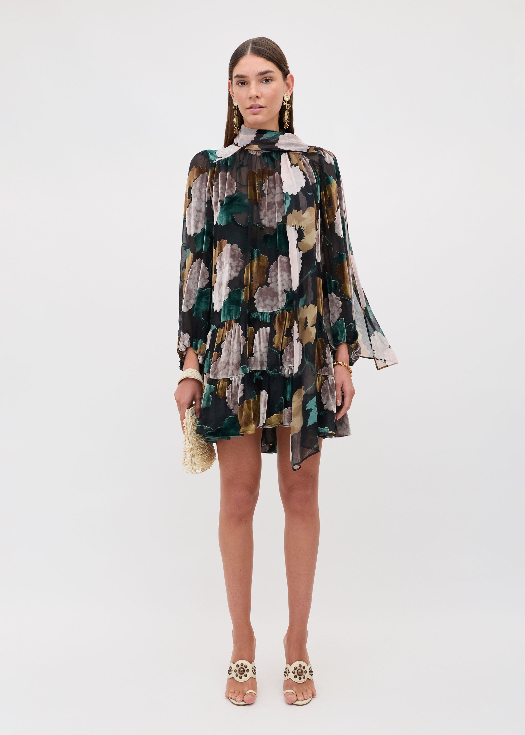 Rixo Anaya Dress - Hydrangea Floral Charcoal